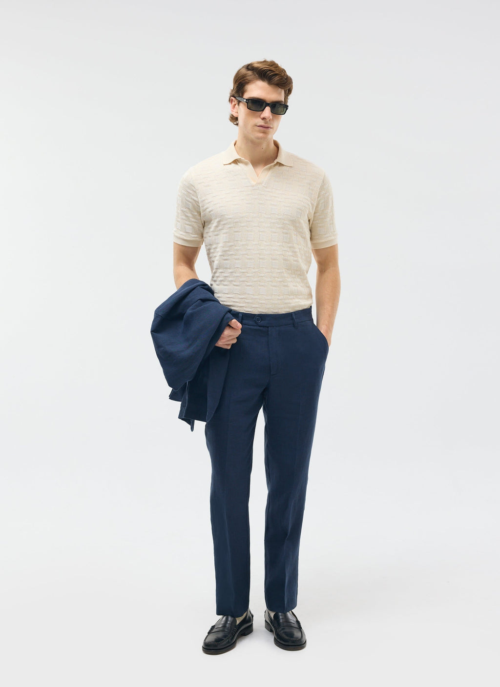 Tailored Linen Trousers | Navy