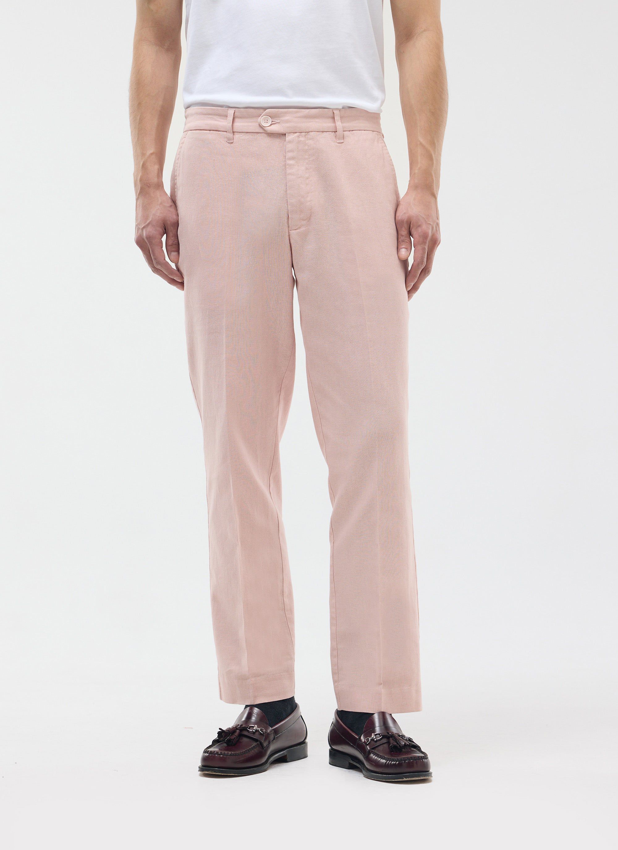 Tailored Linen Trousers | Dusty Pink