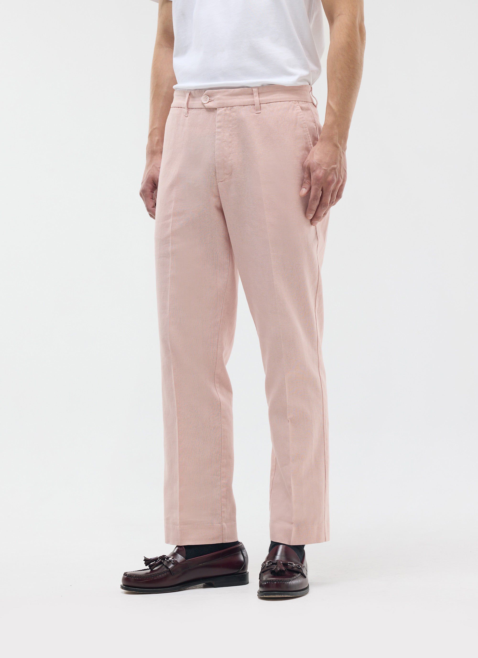 Tailored Linen Trousers | Dusty Pink