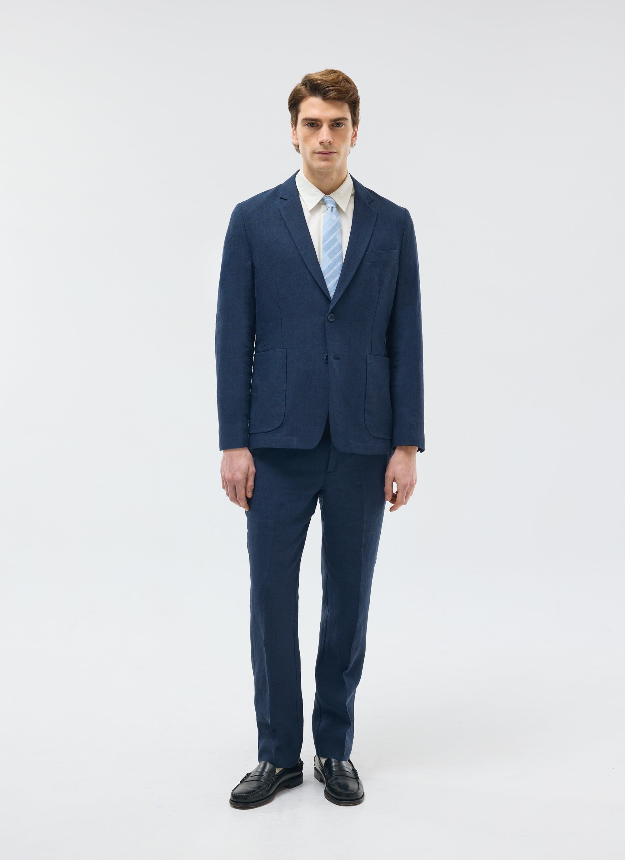 Tailored Linen Trousers | Navy