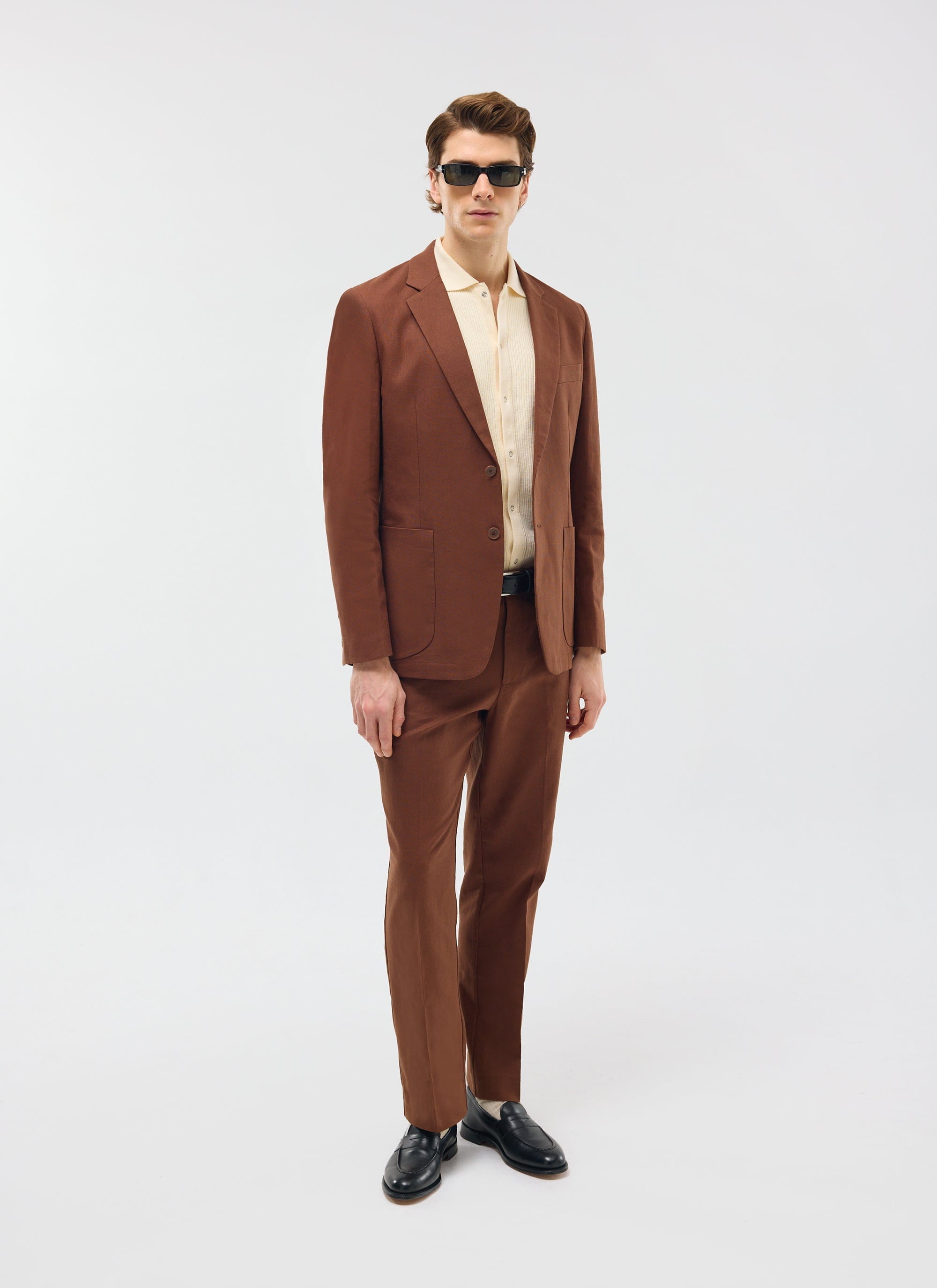 Tailored Linen Trousers | Brown