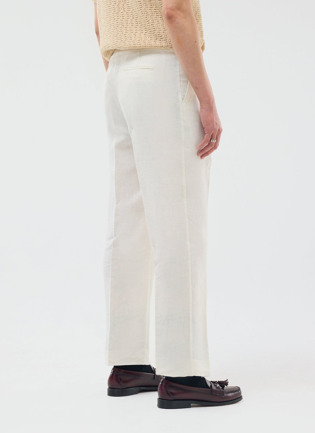 Pleated Tailored Trousers | Linen | White