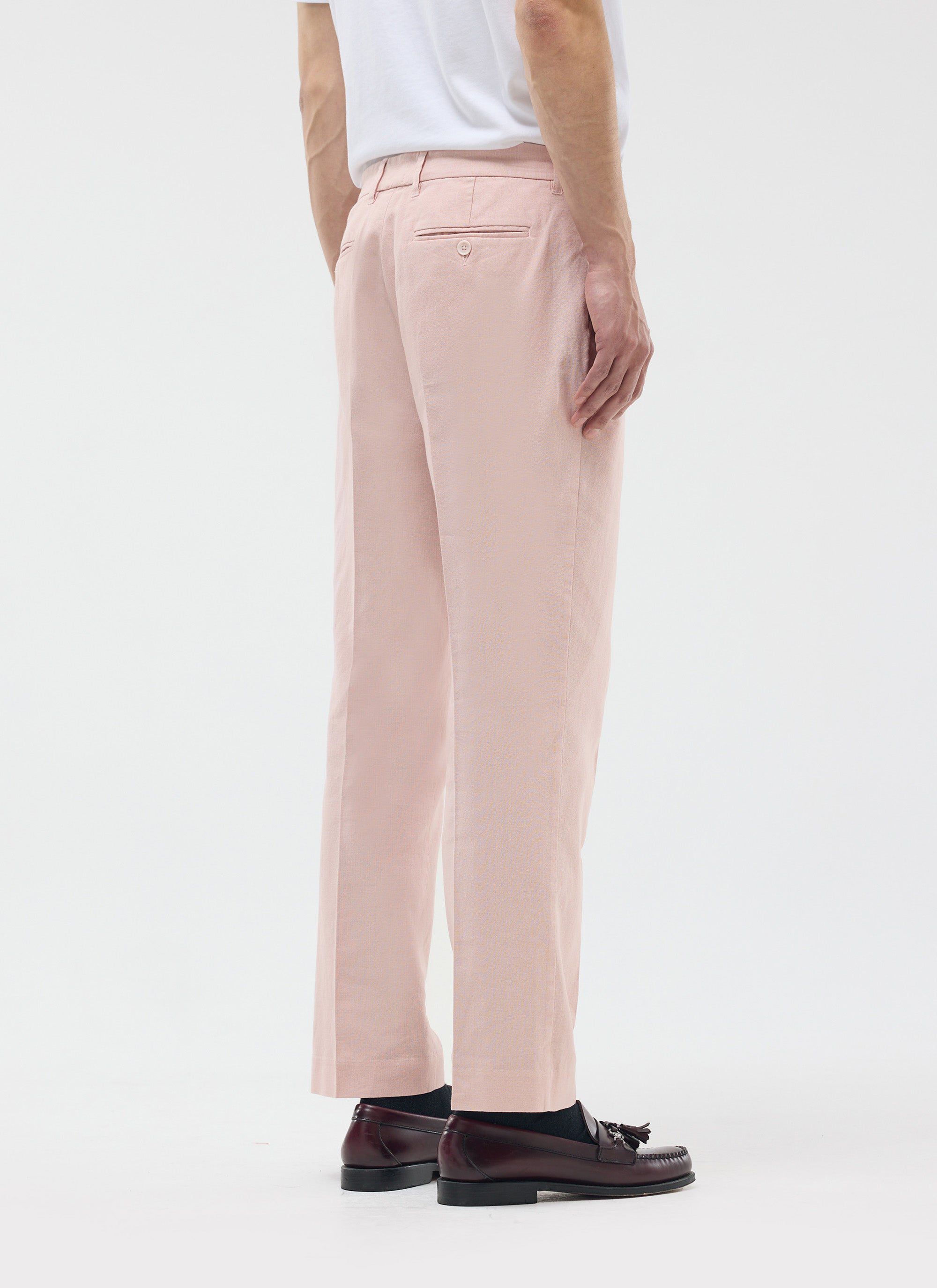 Tailored Linen Trousers | Dusty Pink