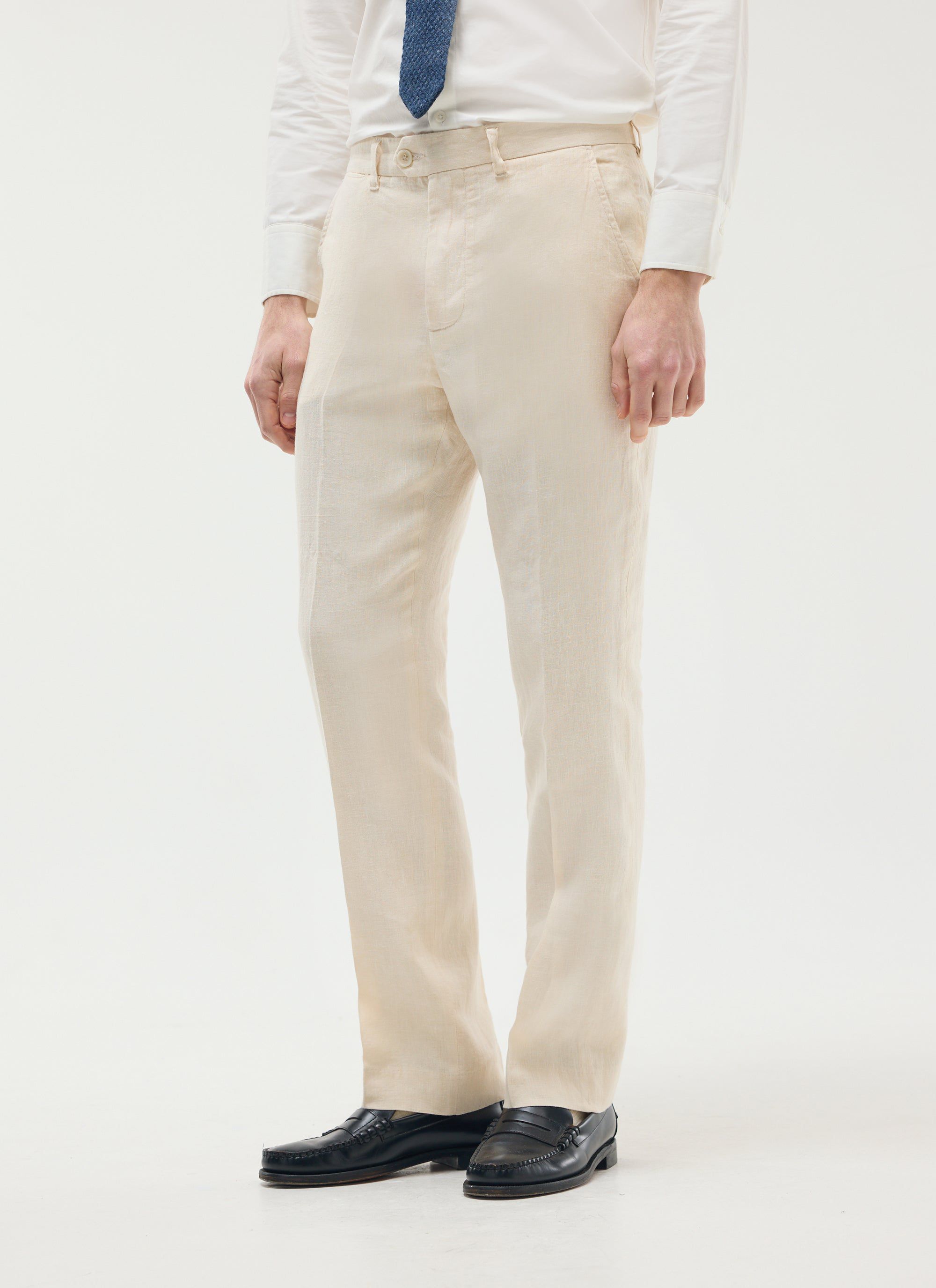 Tailored Linen Trousers | Cream