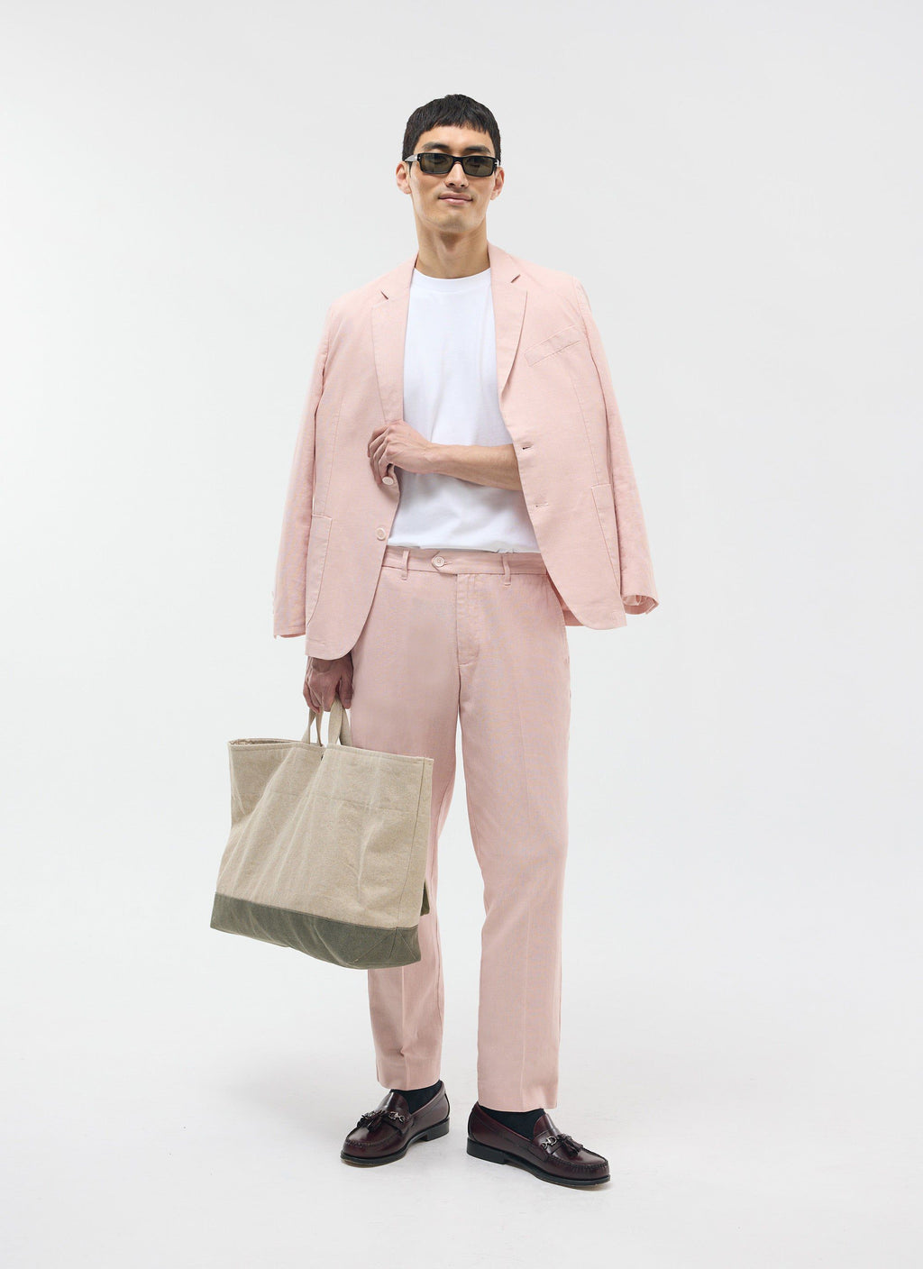 Tailored Linen Trousers | Dusty Pink
