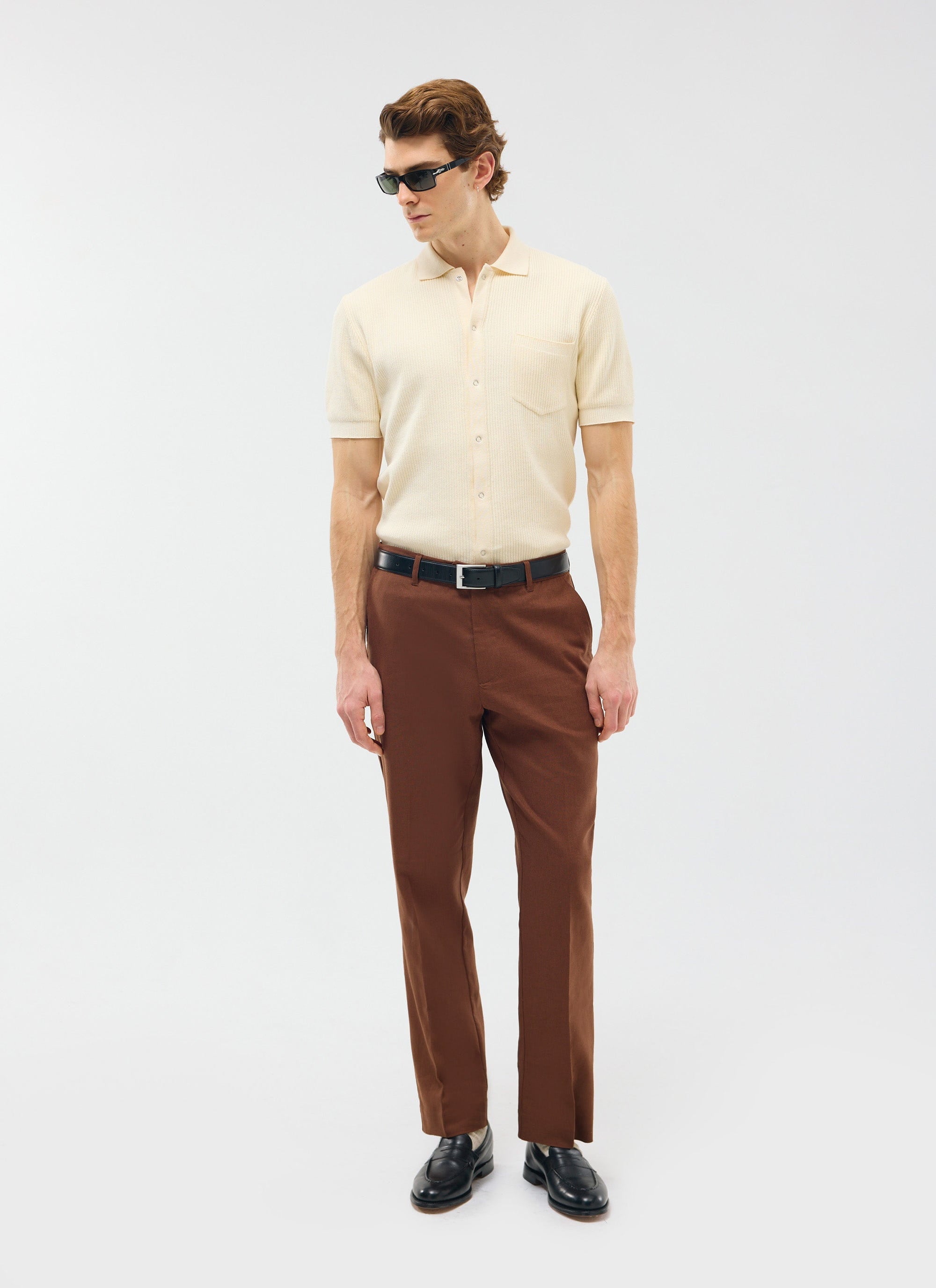 Tailored Linen Trousers | Brown