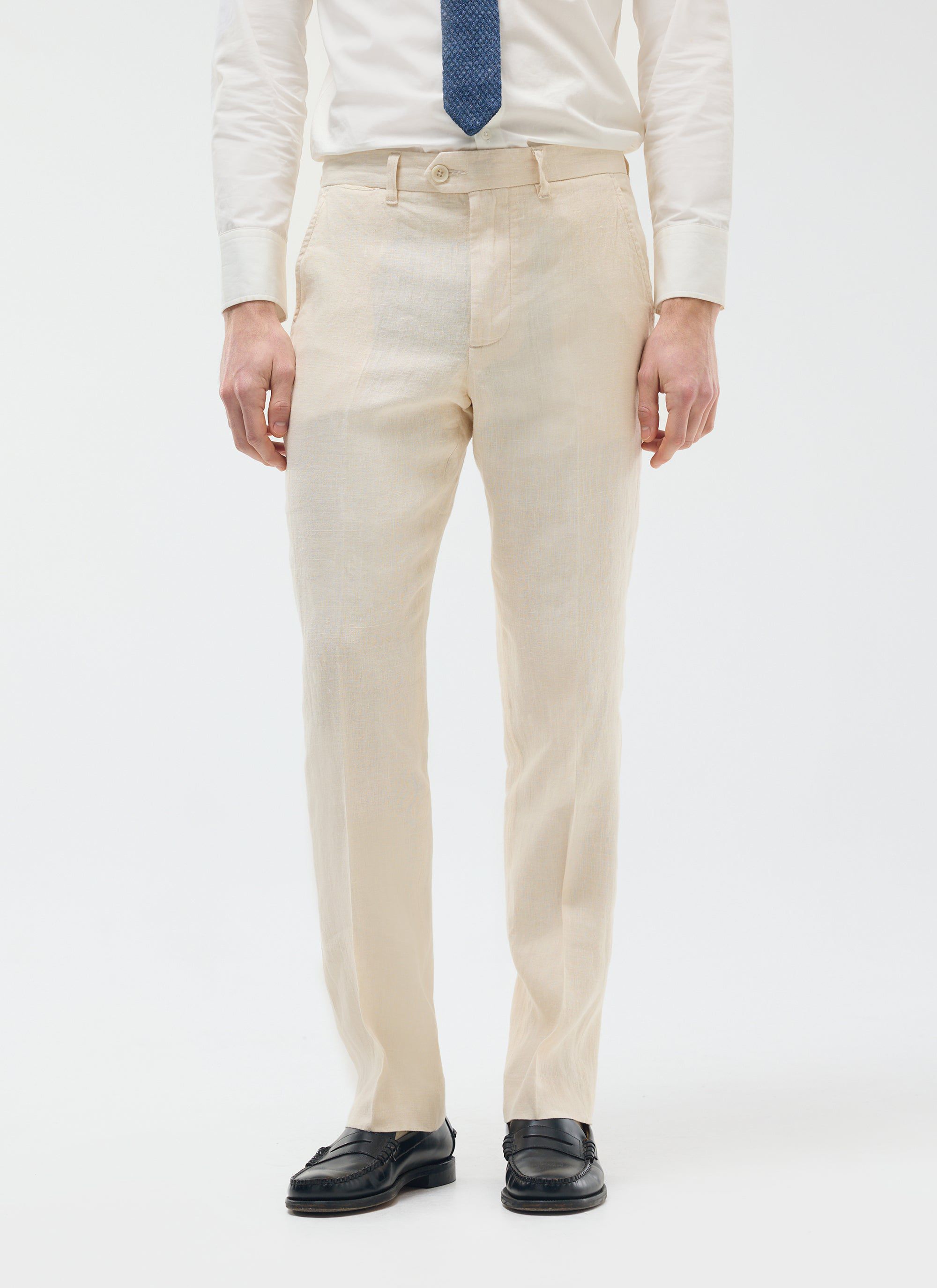 Tailored Linen Trousers | Cream