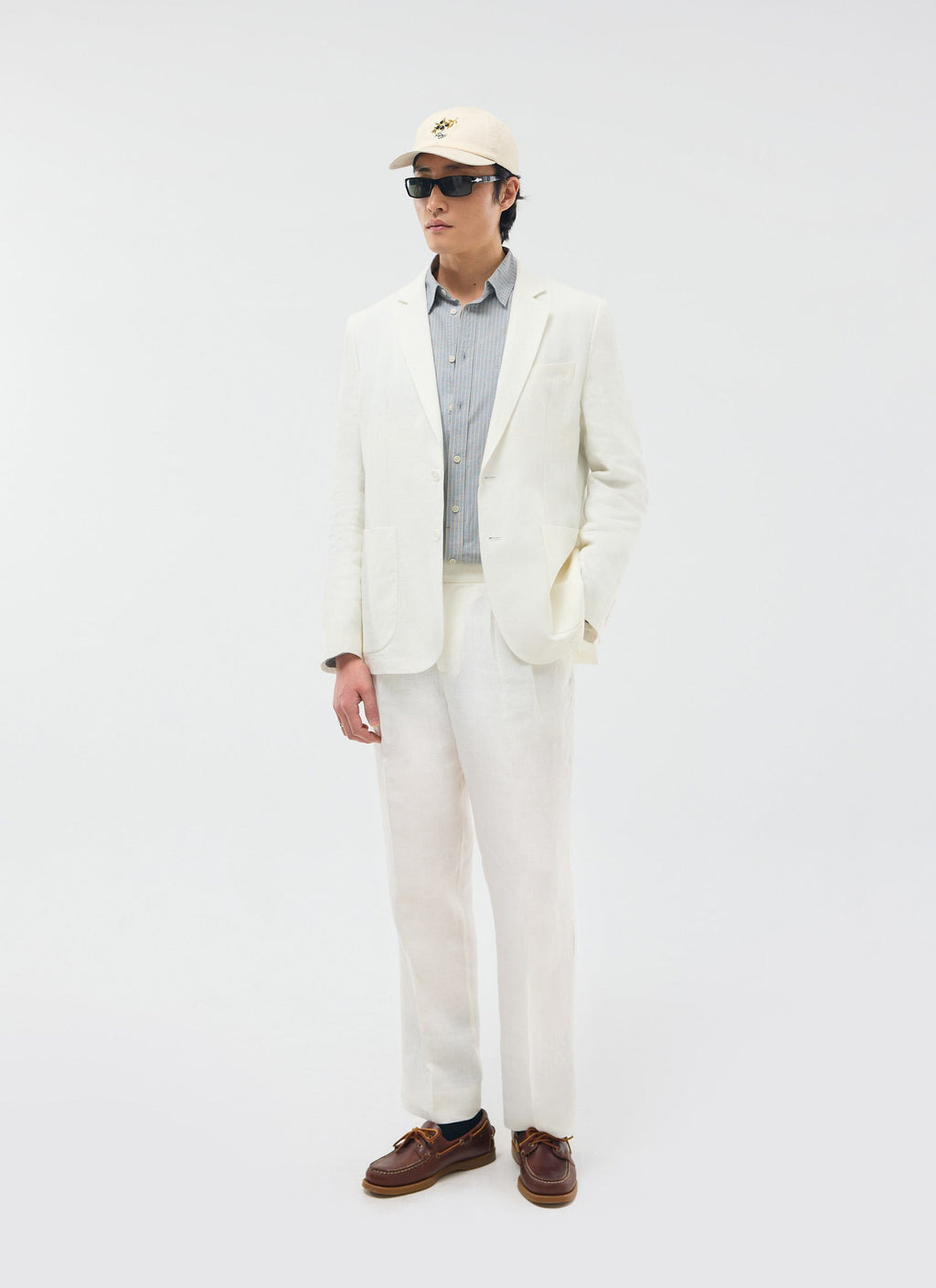 Pleated Tailored Trousers | Linen | White
