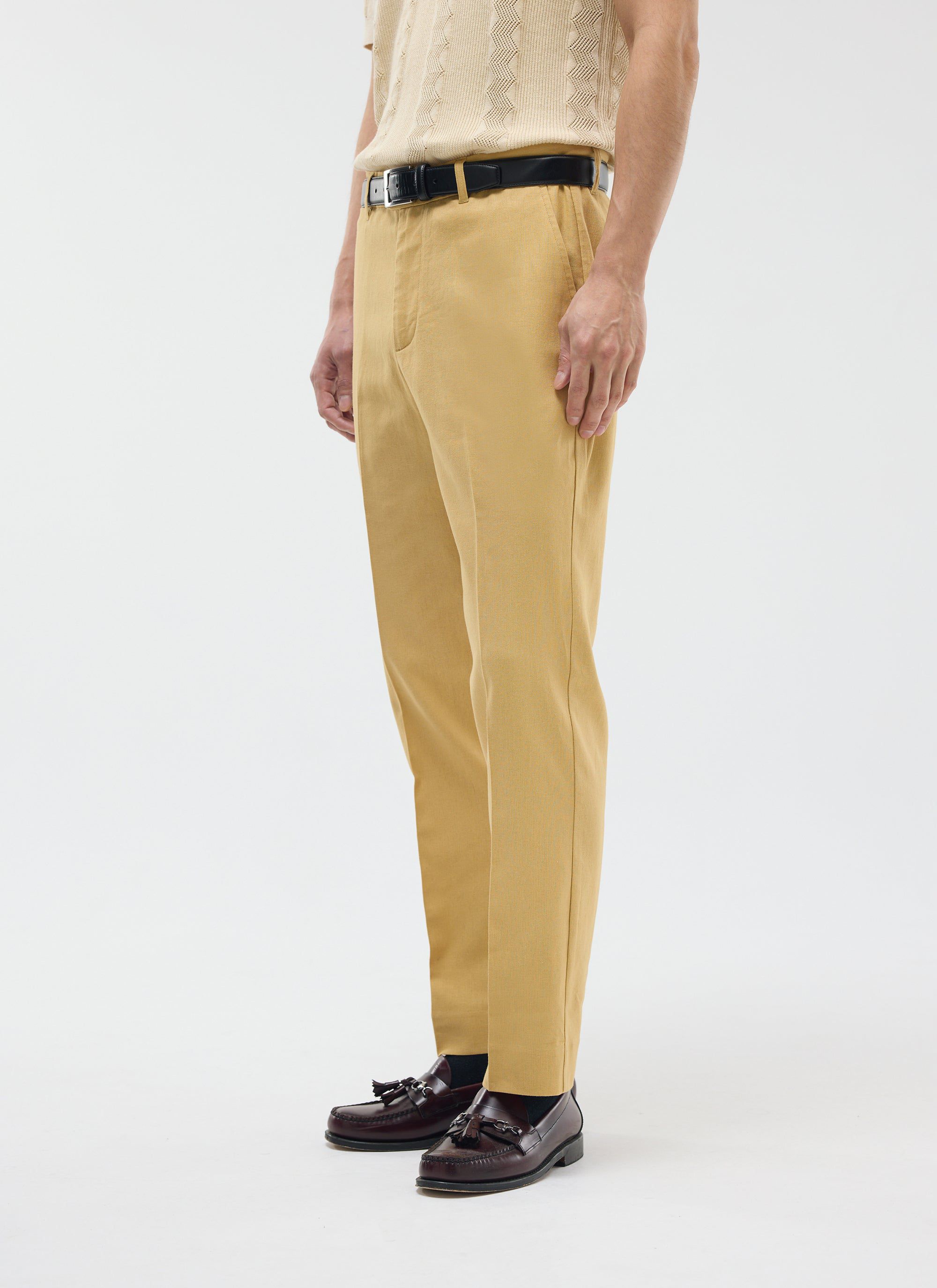Tailored Linen Trousers | Tan