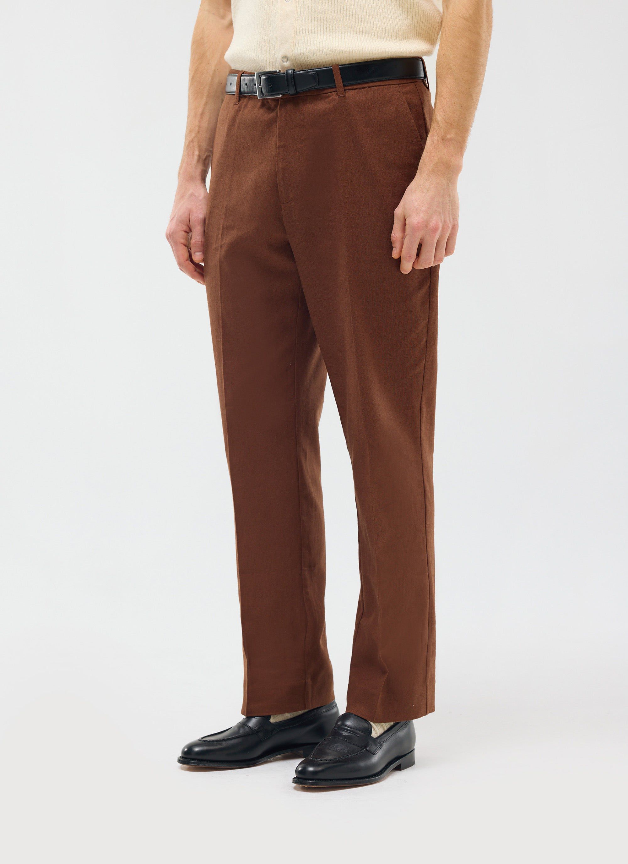 Tailored Linen Trousers | Brown