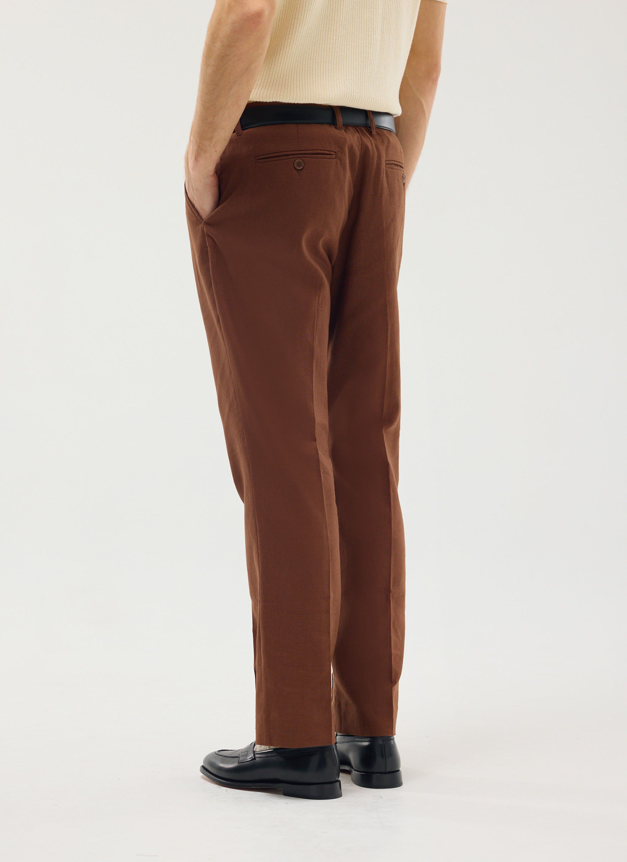 Tailored Linen Trousers | Brown