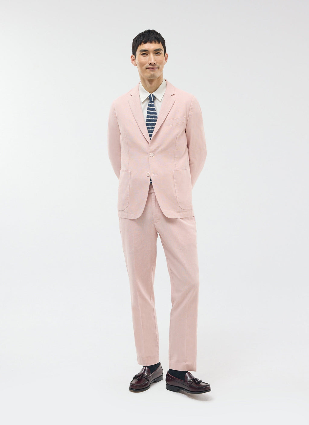 Tailored Linen Trousers | Dusty Pink