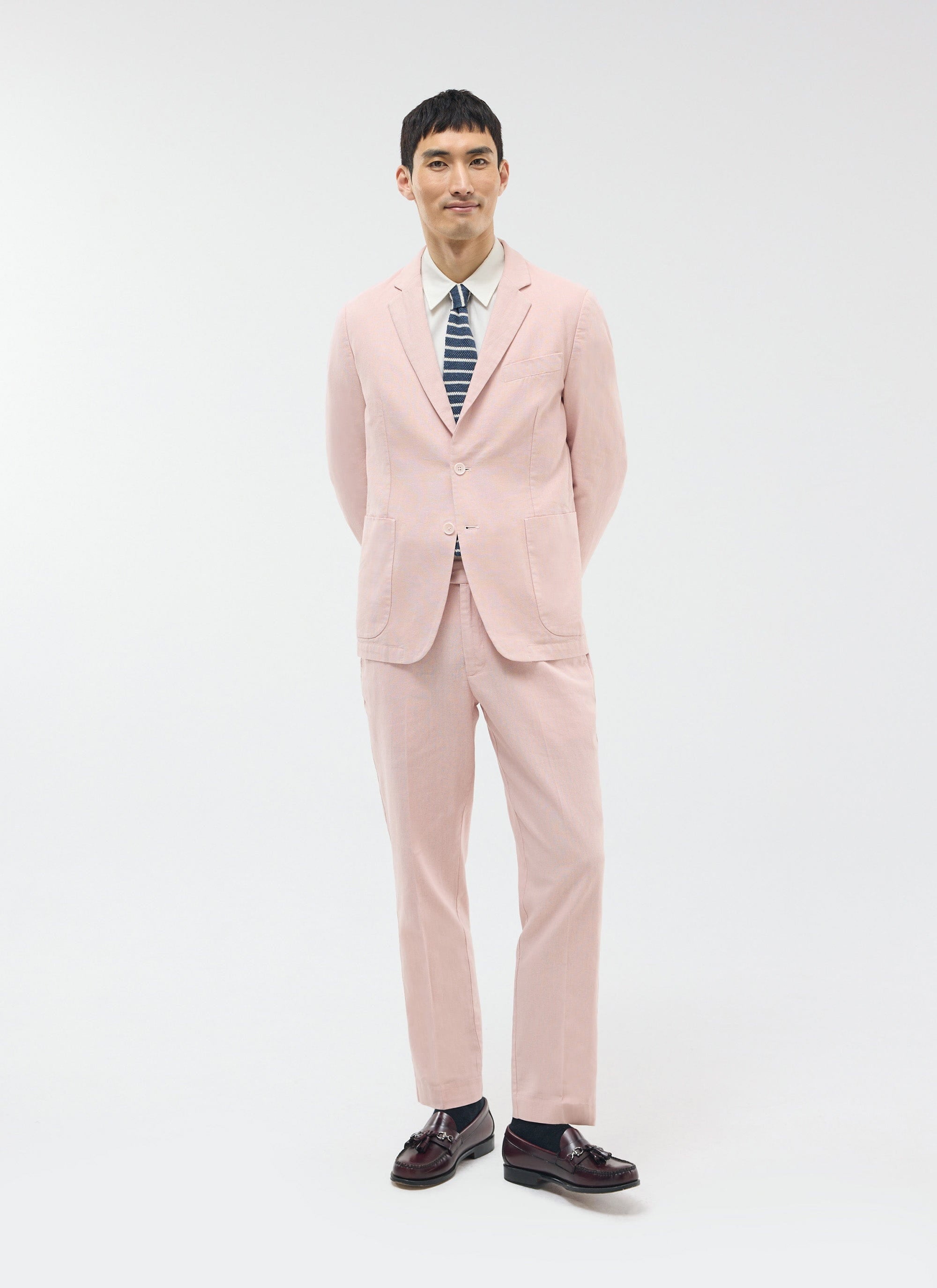 Tailored Linen Trousers | Dusty Pink
