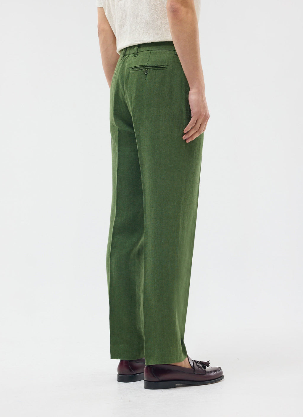 Tailored Linen Trousers | Forest