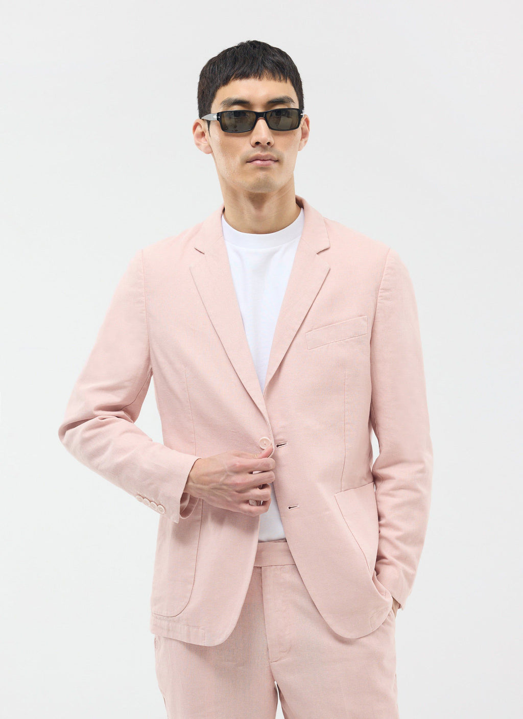 Tailored Linen Blazer | Dusty Pink