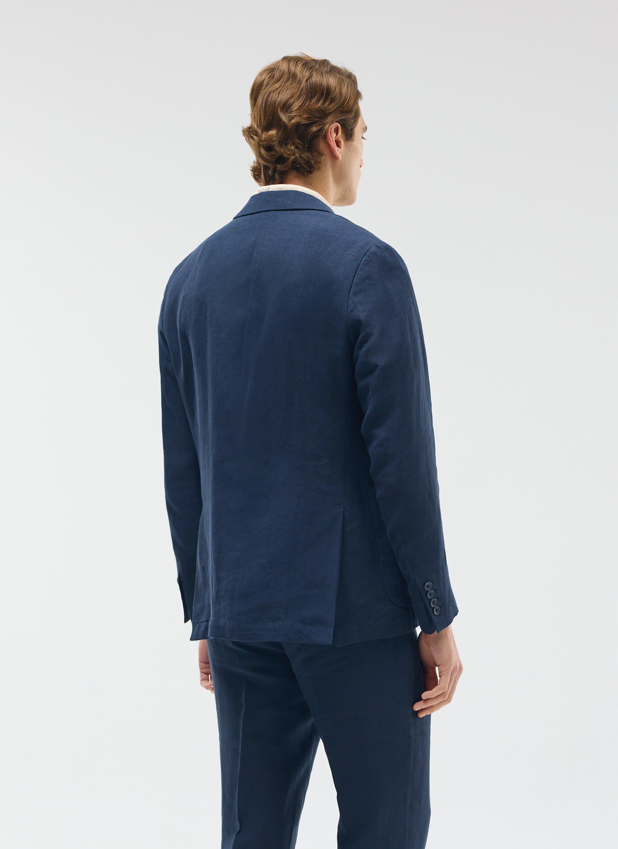 Tailored Linen Blazer | Navy