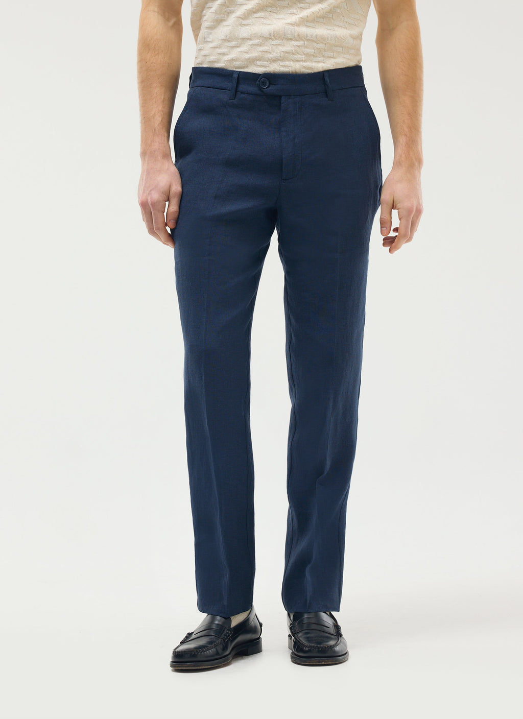 Tailored Linen Trousers | Navy