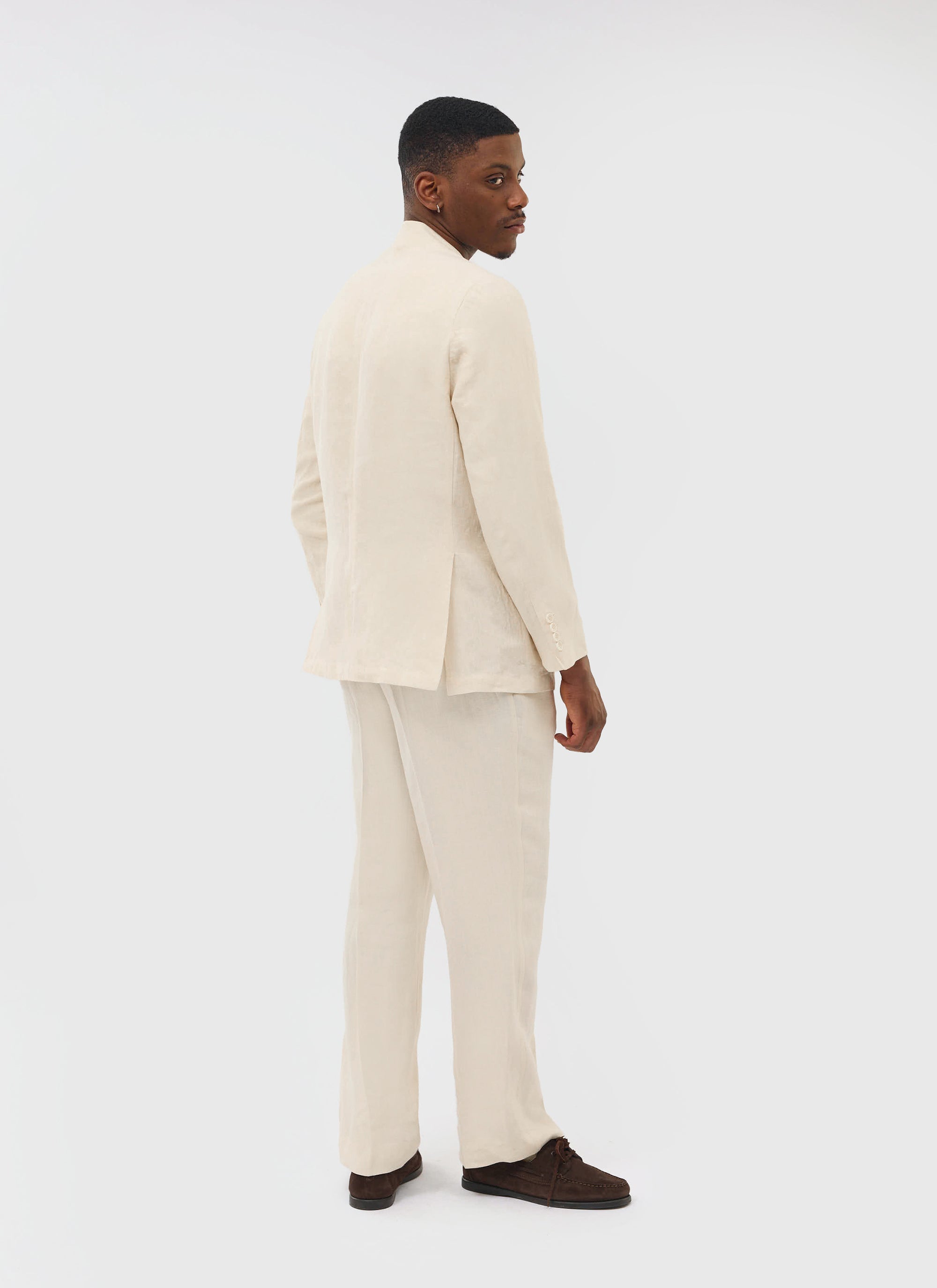 Tailored Double Breasted Blazer | Linen | Cream