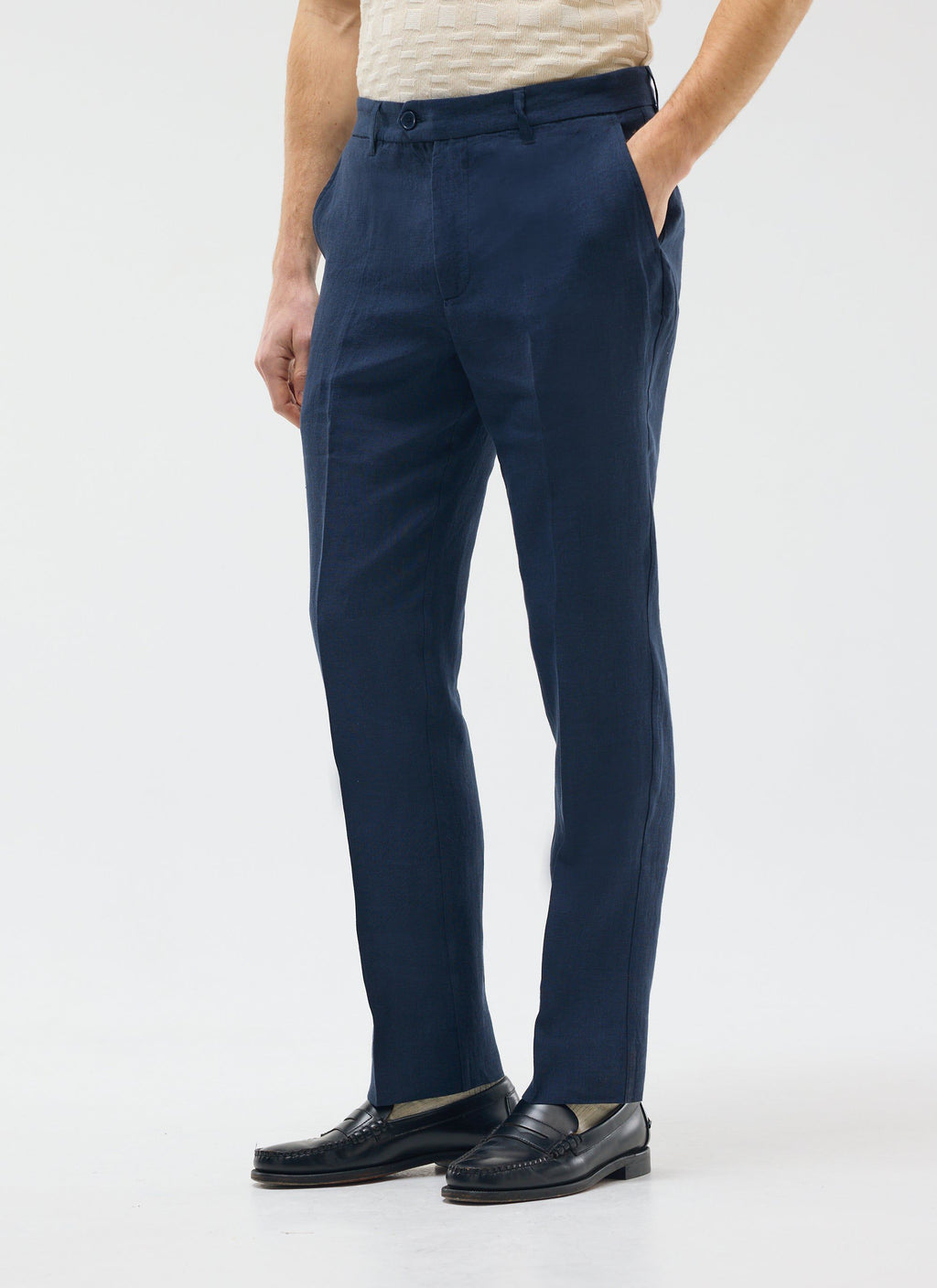 Tailored Linen Trousers | Navy