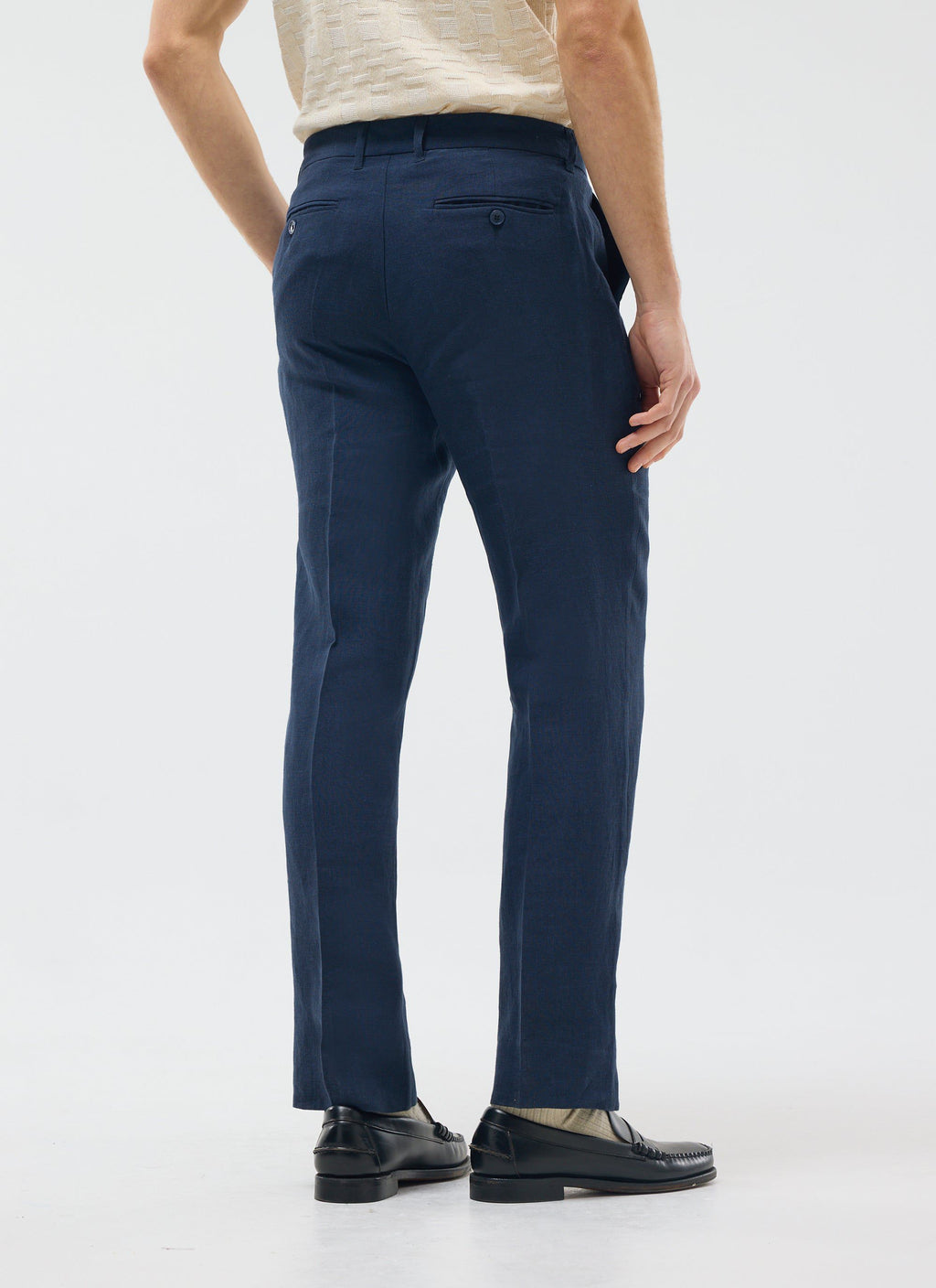 Tailored Linen Trousers | Navy