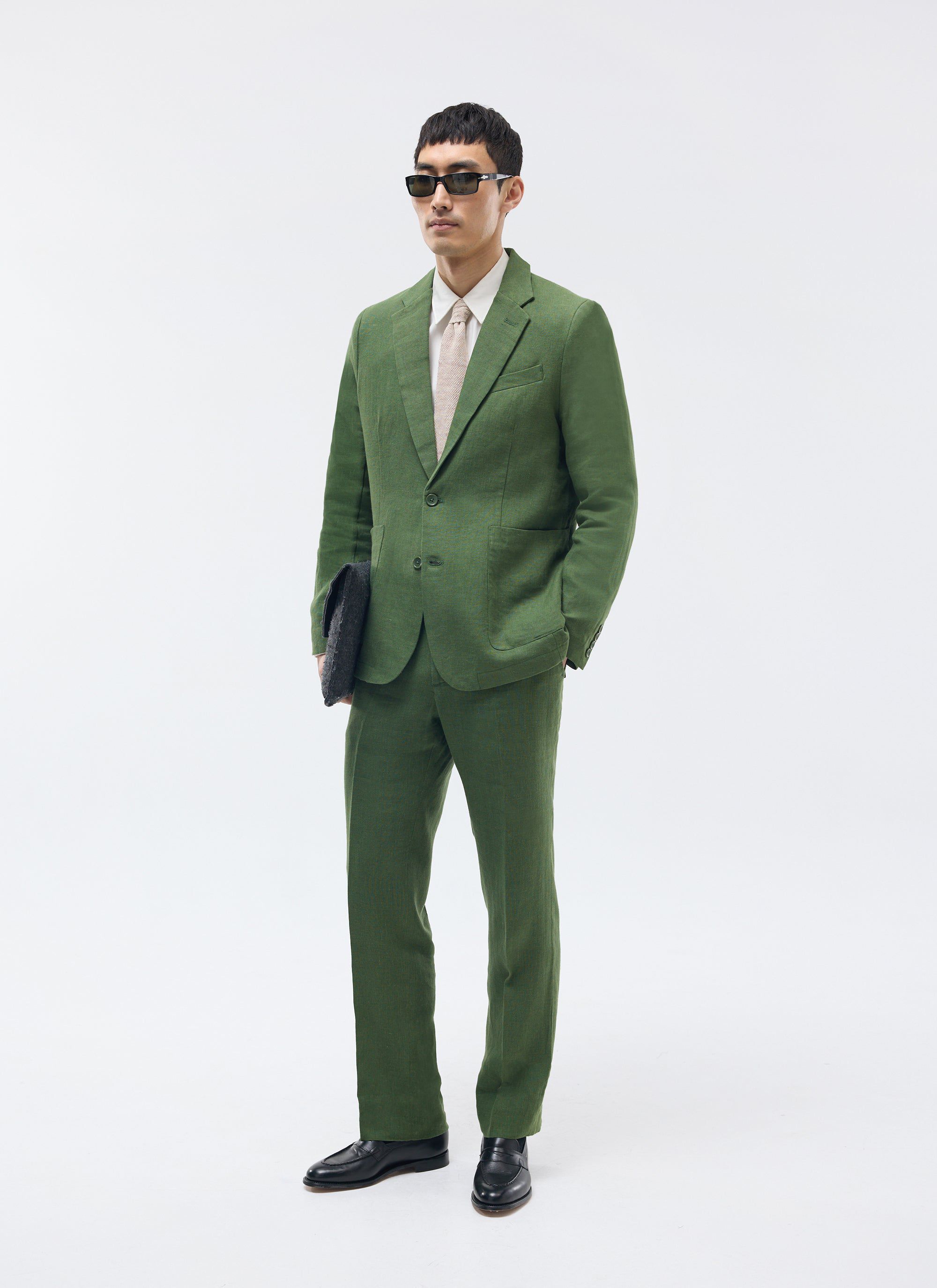 Men's Tailored Two Piece Suit | Linen | Forest Green