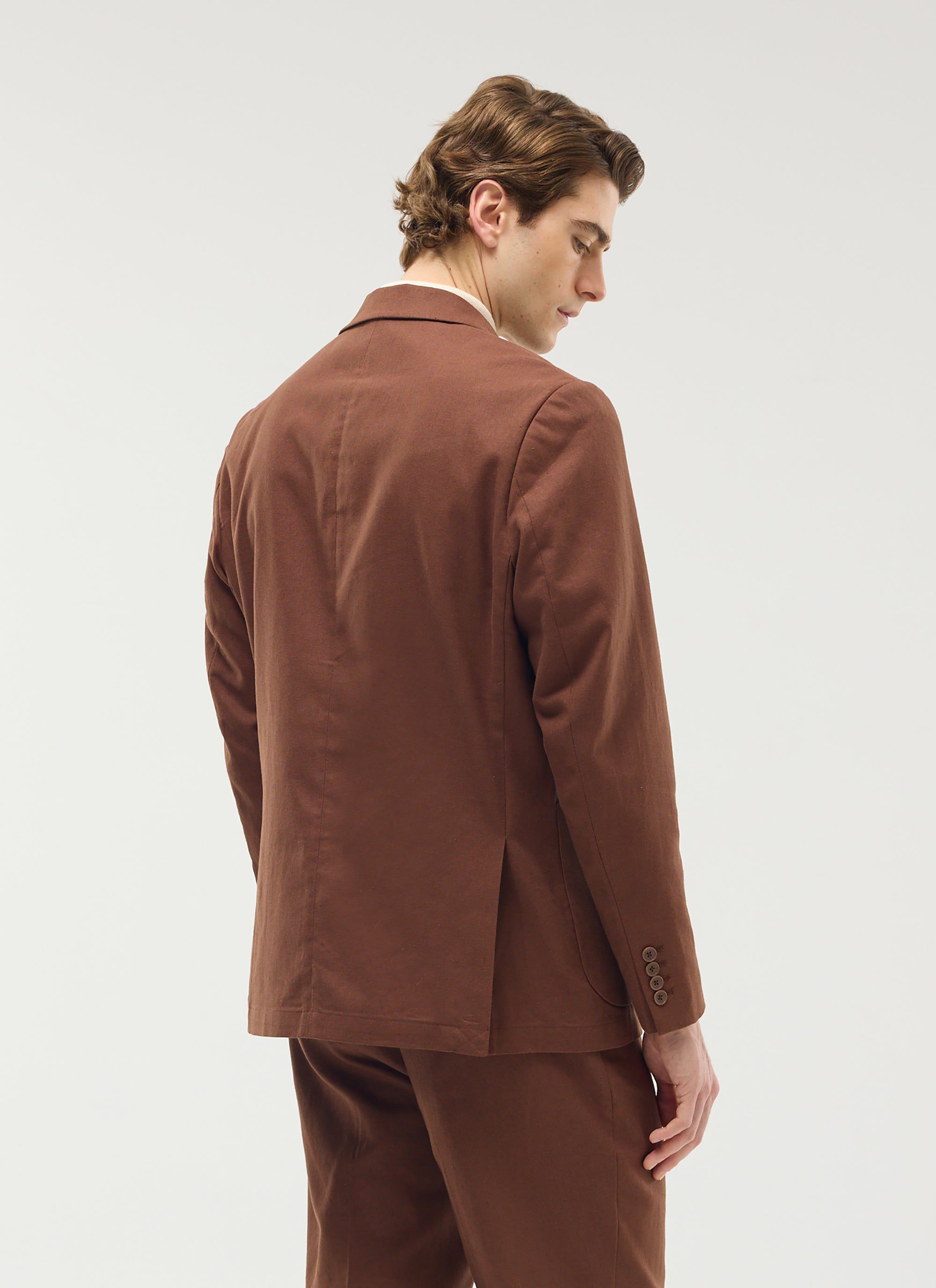 Tailored Linen Blazer | Brown