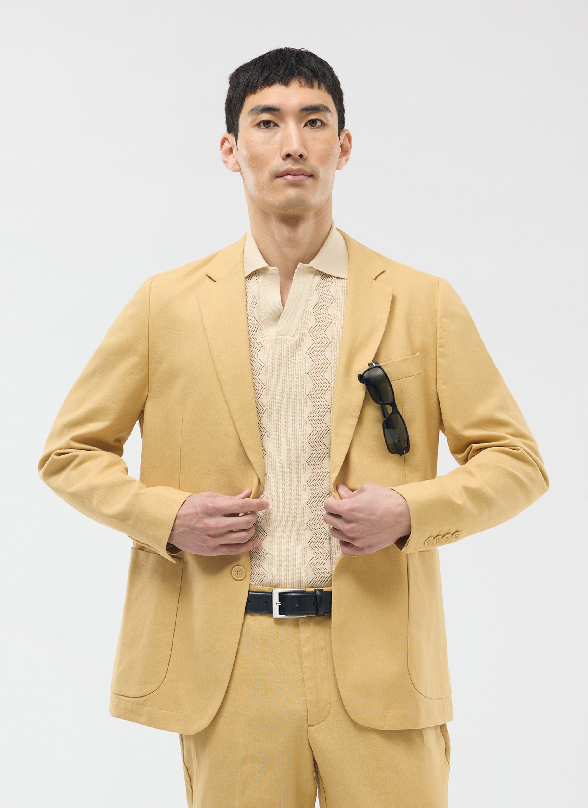 Tailored Linen Blazer | Tan