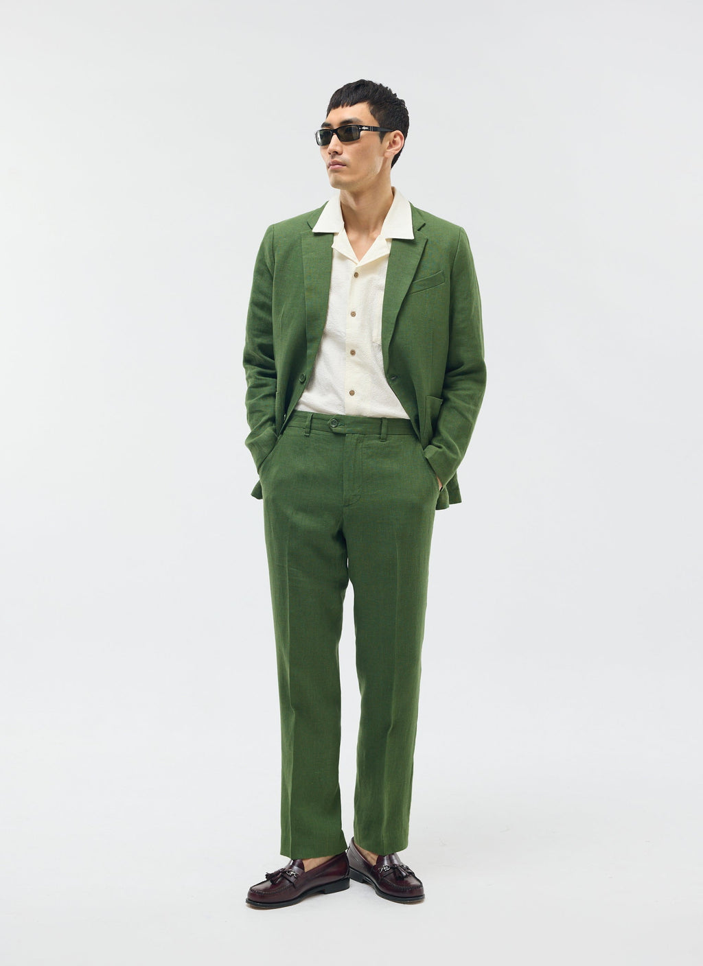 Tailored Linen Blazer | Suit Jacket | Forest Green