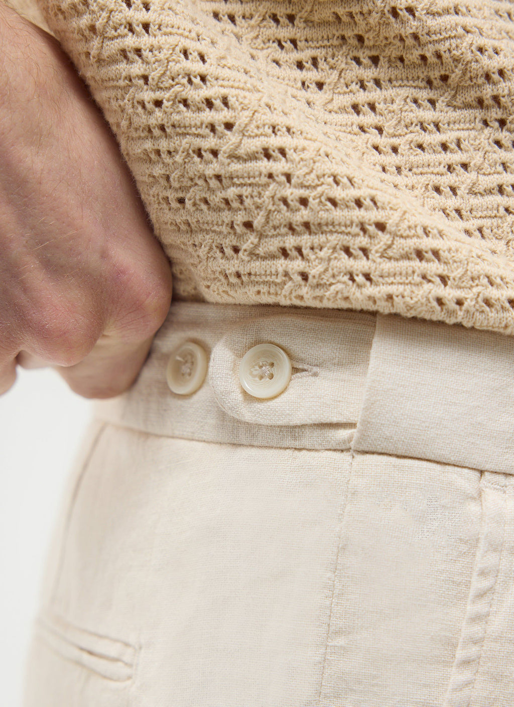 Pleated Tailored Trousers | Linen | Cream