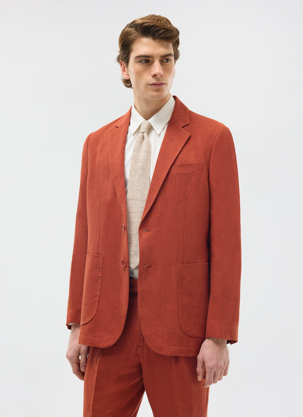Relaxed Tailored Linen Blazer | Rust