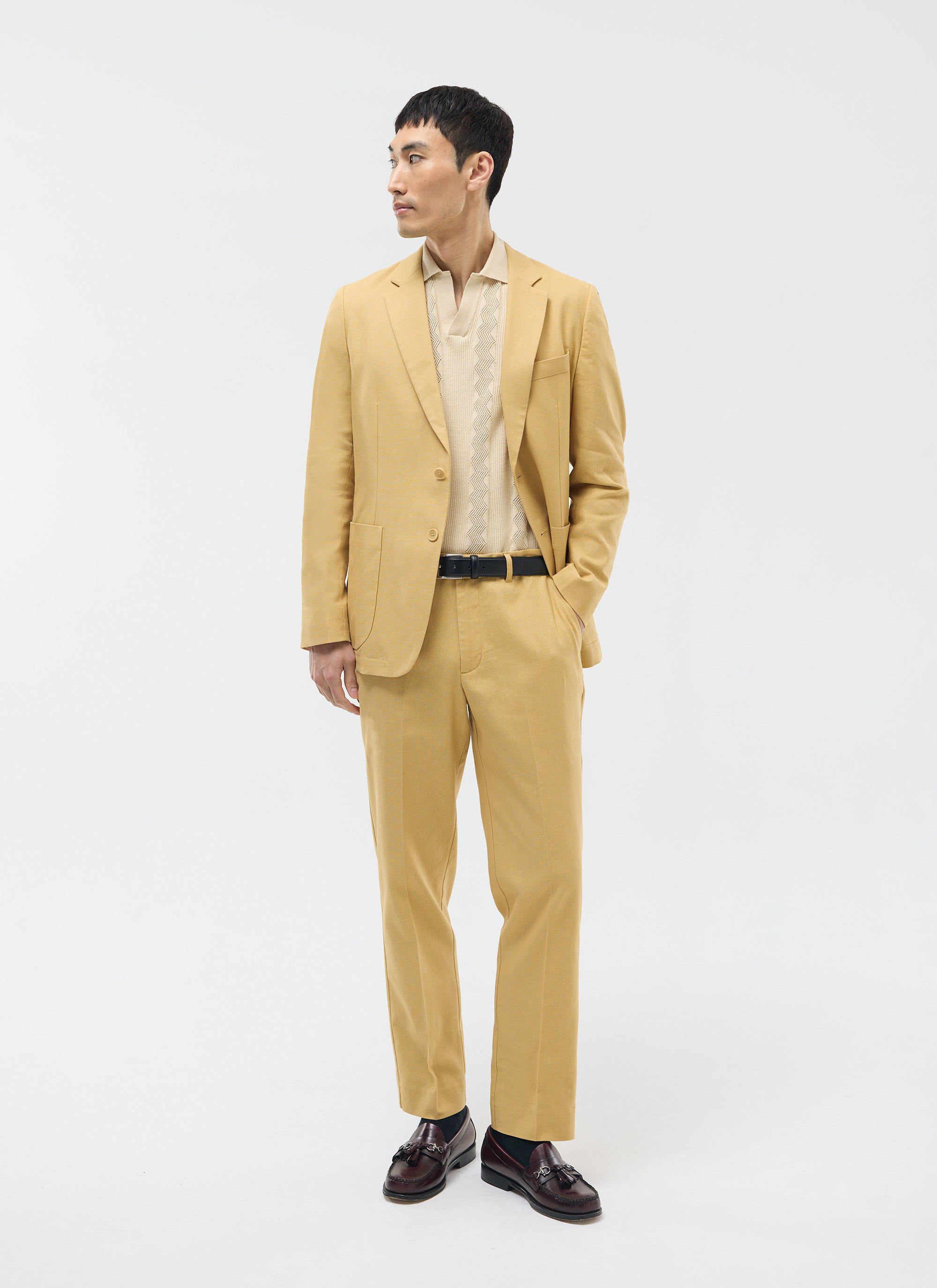 Tailored Linen Blazer | Tan
