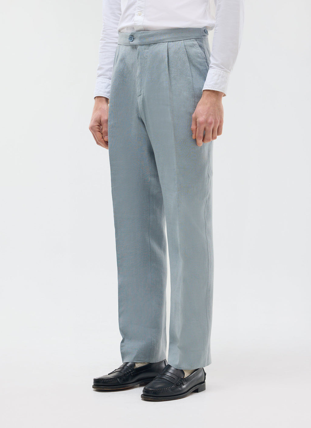Pleated Tailored Trousers | Linen | Light Blue