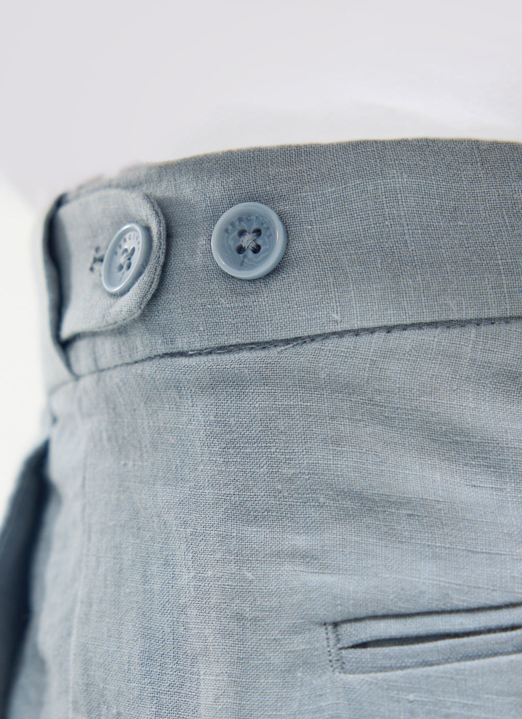 Pleated Tailored Trousers | Linen | Light Blue