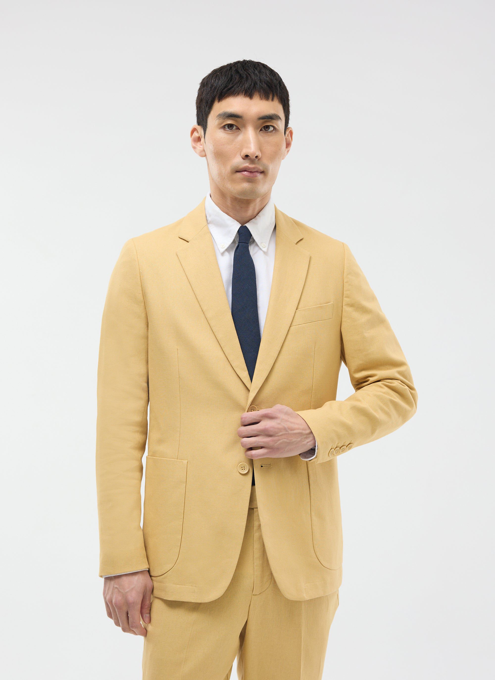 Tailored Linen Blazer | Tan