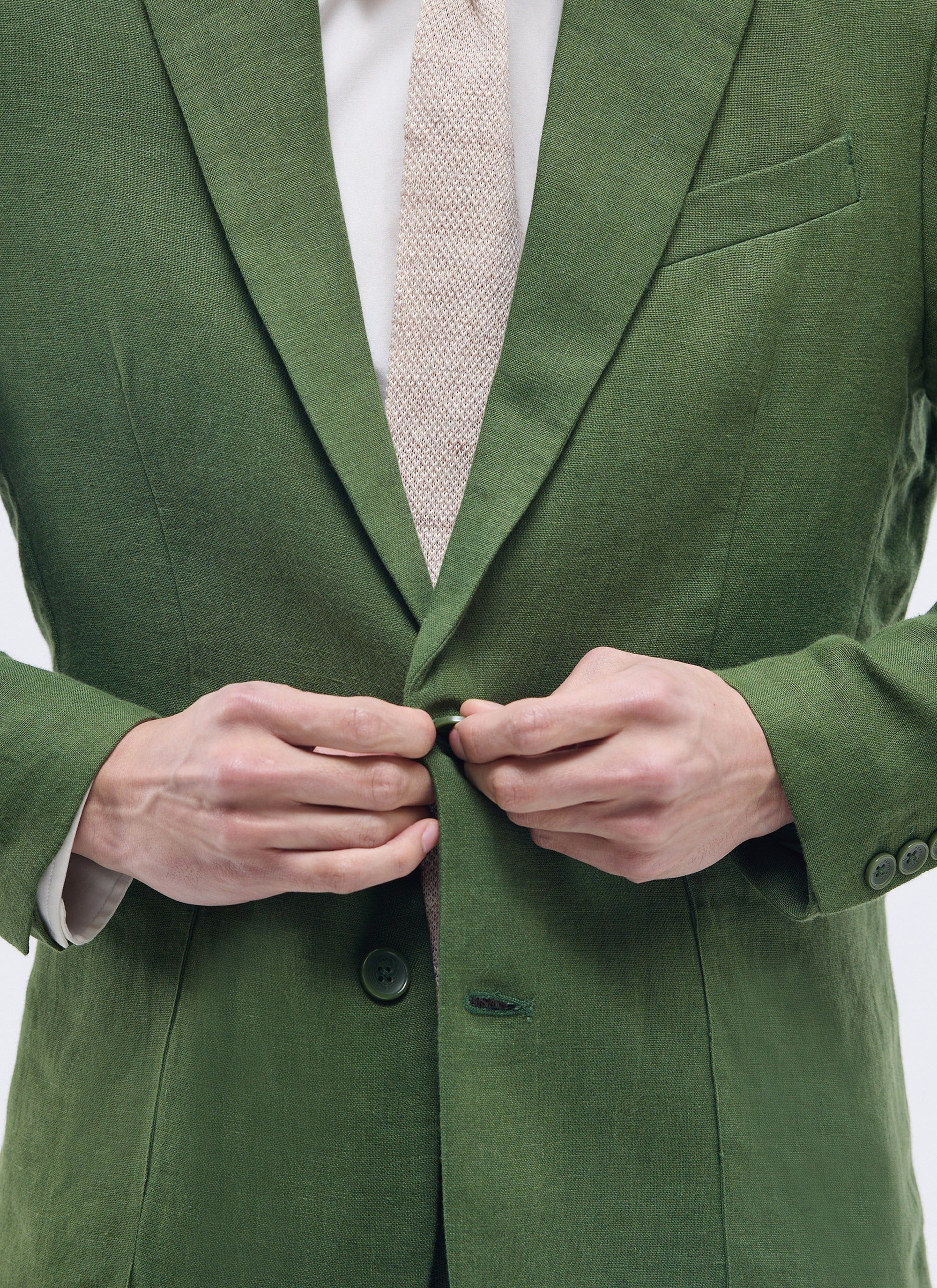 Tailored Linen Blazer | Suit Jacket | Forest Green