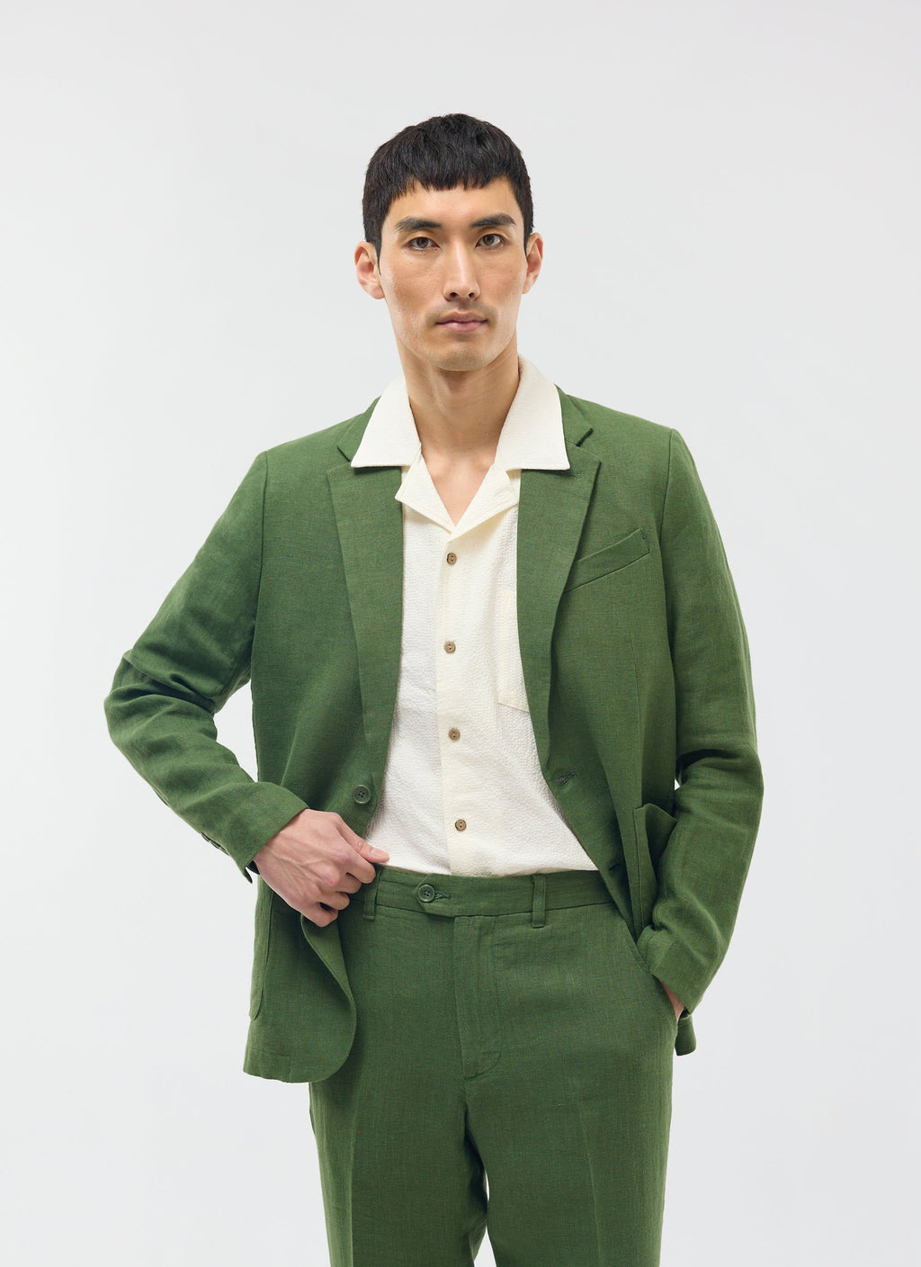 Tailored Linen Blazer | Suit Jacket | Forest Green