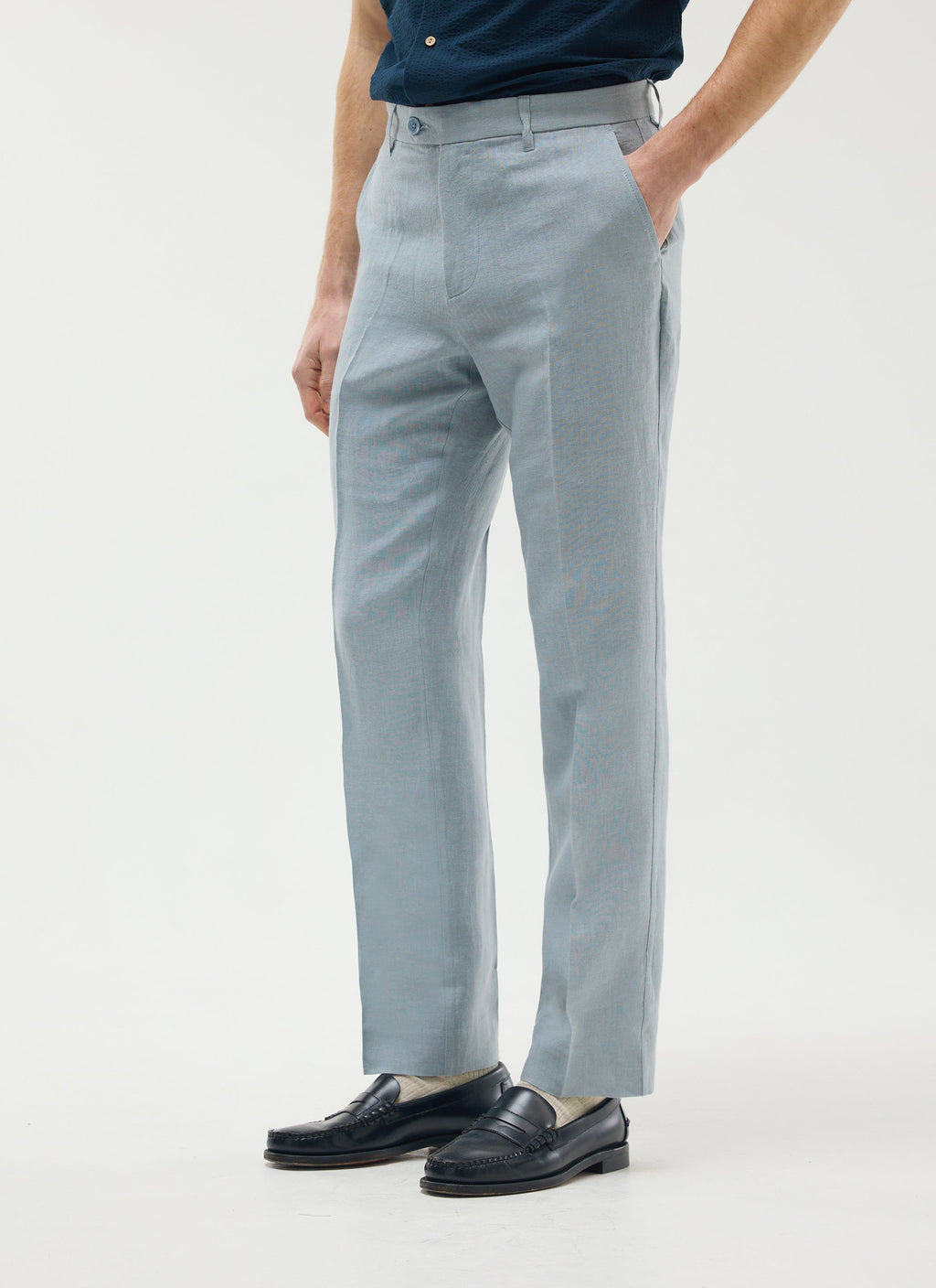 Tailored Linen Trousers | Light Blue