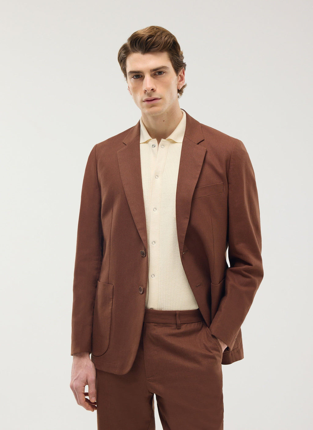 Tailored Linen Blazer | Brown