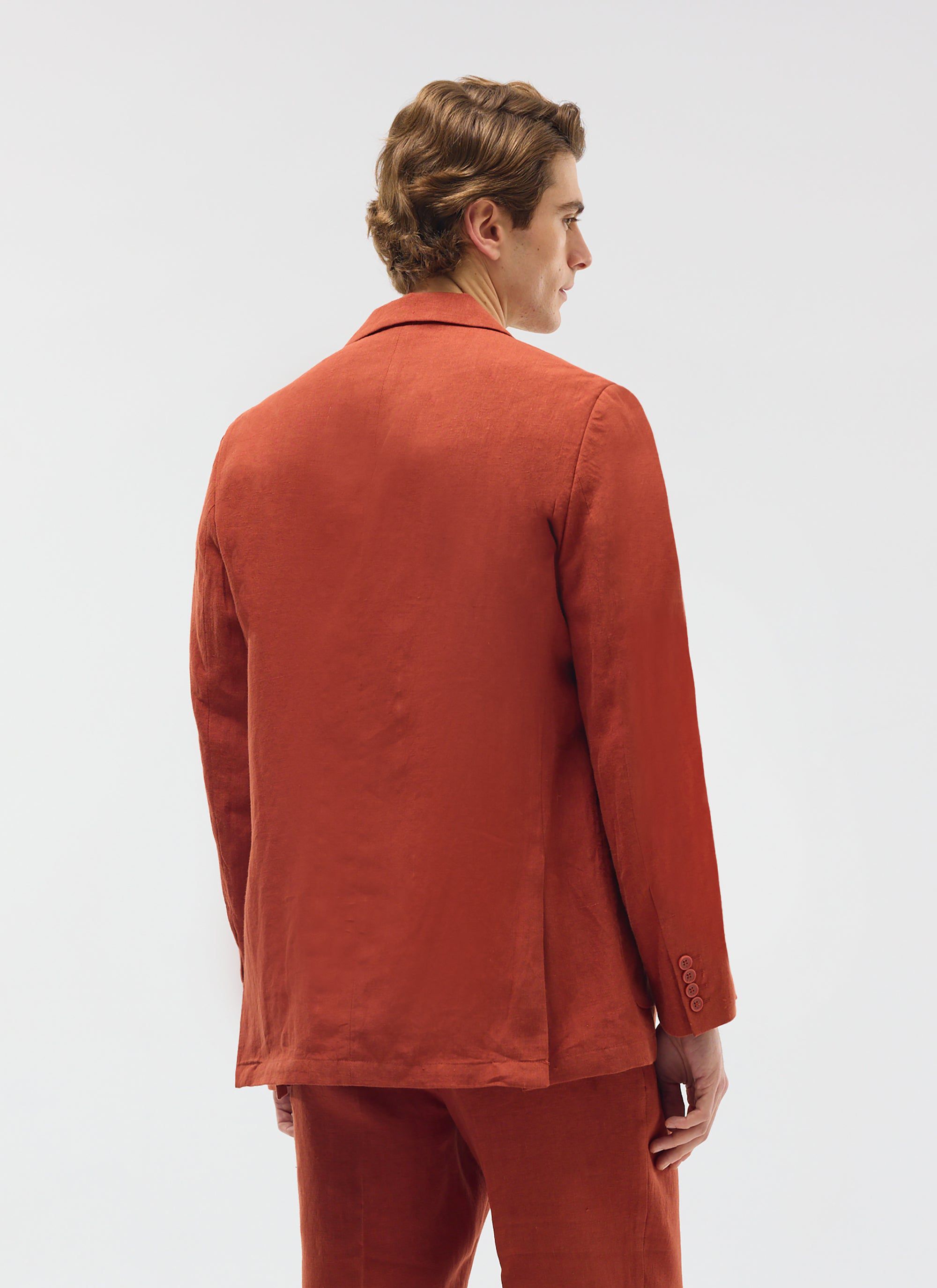Relaxed Tailored Linen Blazer | Rust