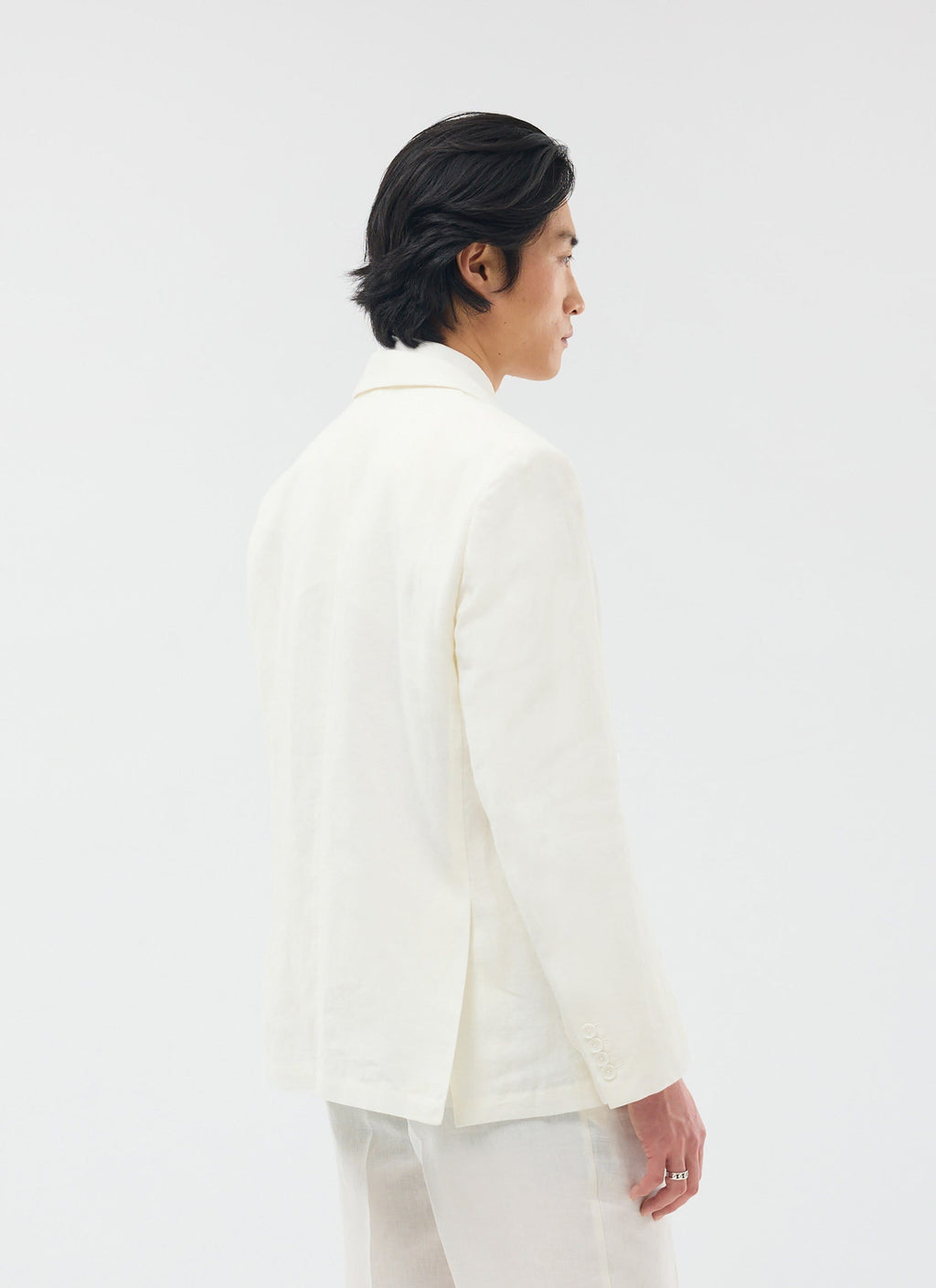 Relaxed Tailored Linen Blazer | White