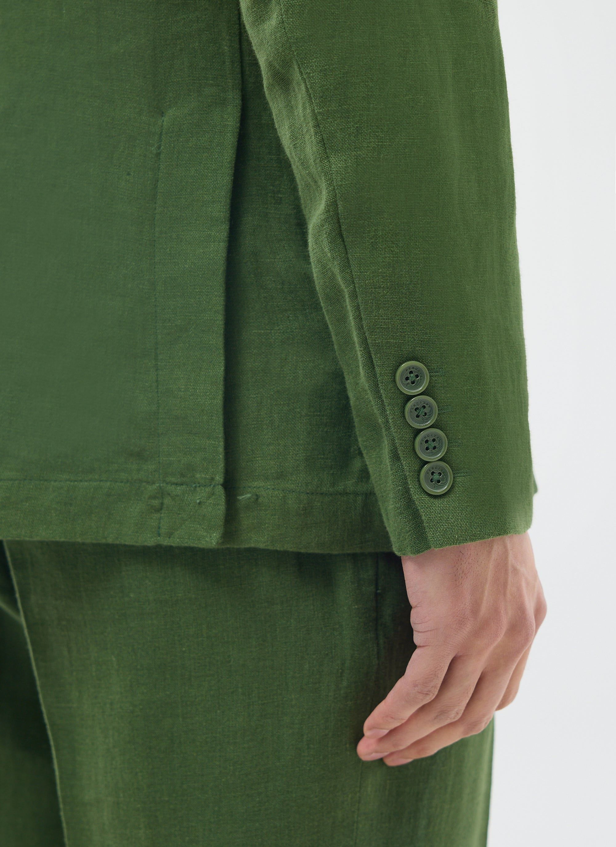 Men's Tailored Two Piece Suit | Linen | Forest Green