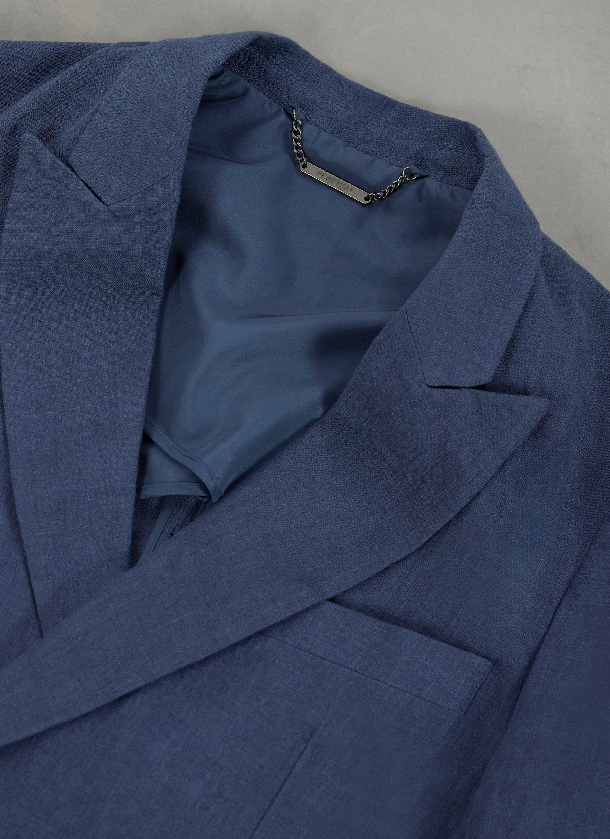Tailored Double Breasted Blazer | Linen | Navy