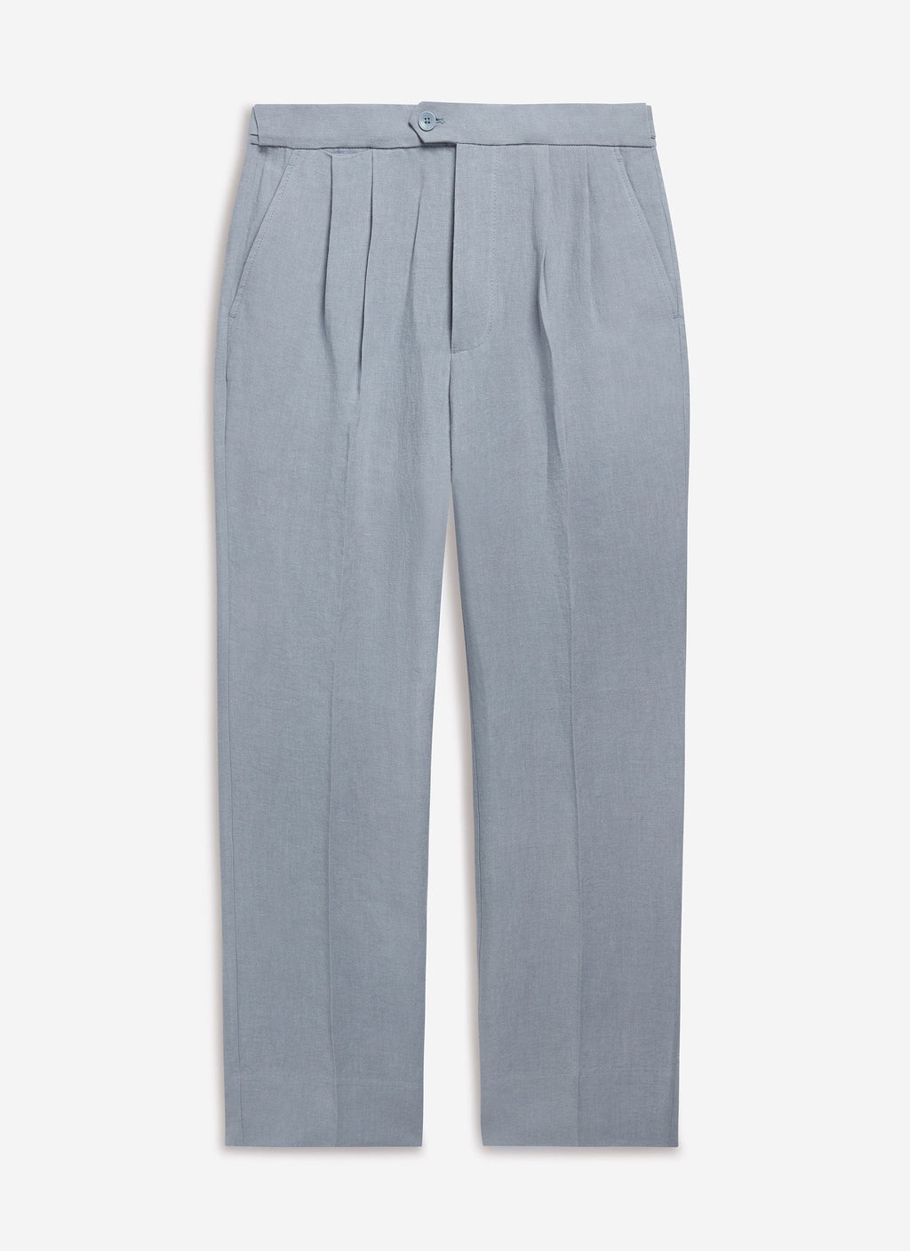 Pleated Tailored Trousers | Linen | Light Blue