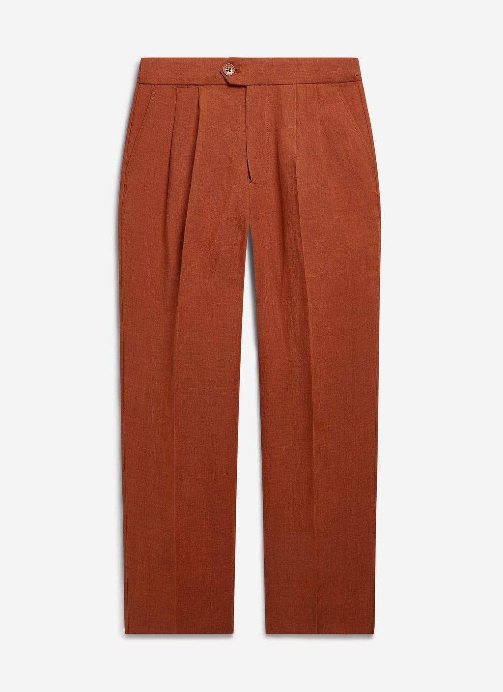 Pleated Tailored Trousers | Linen | Rust