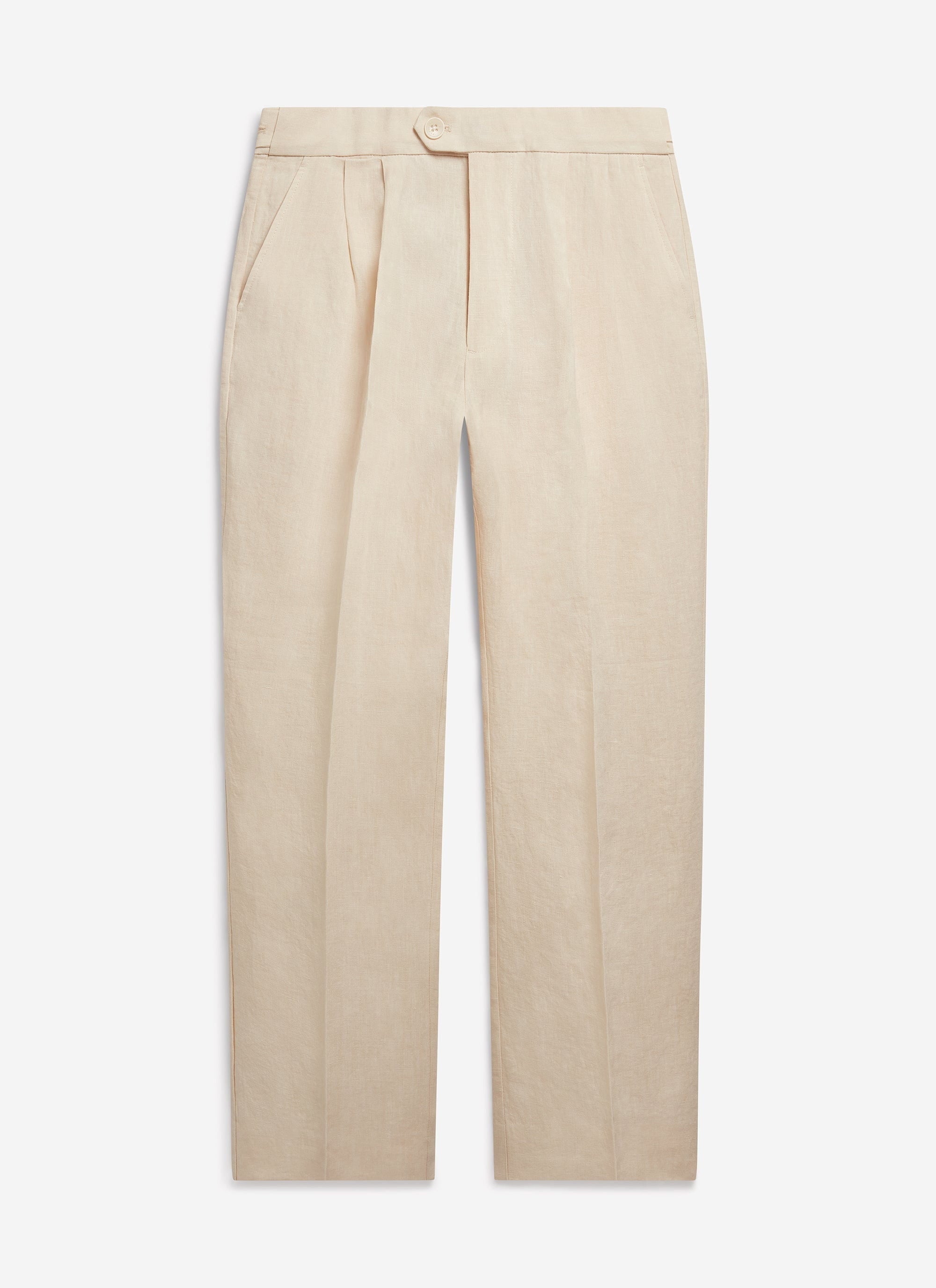 Pleated Tailored Trousers | Linen | Cream