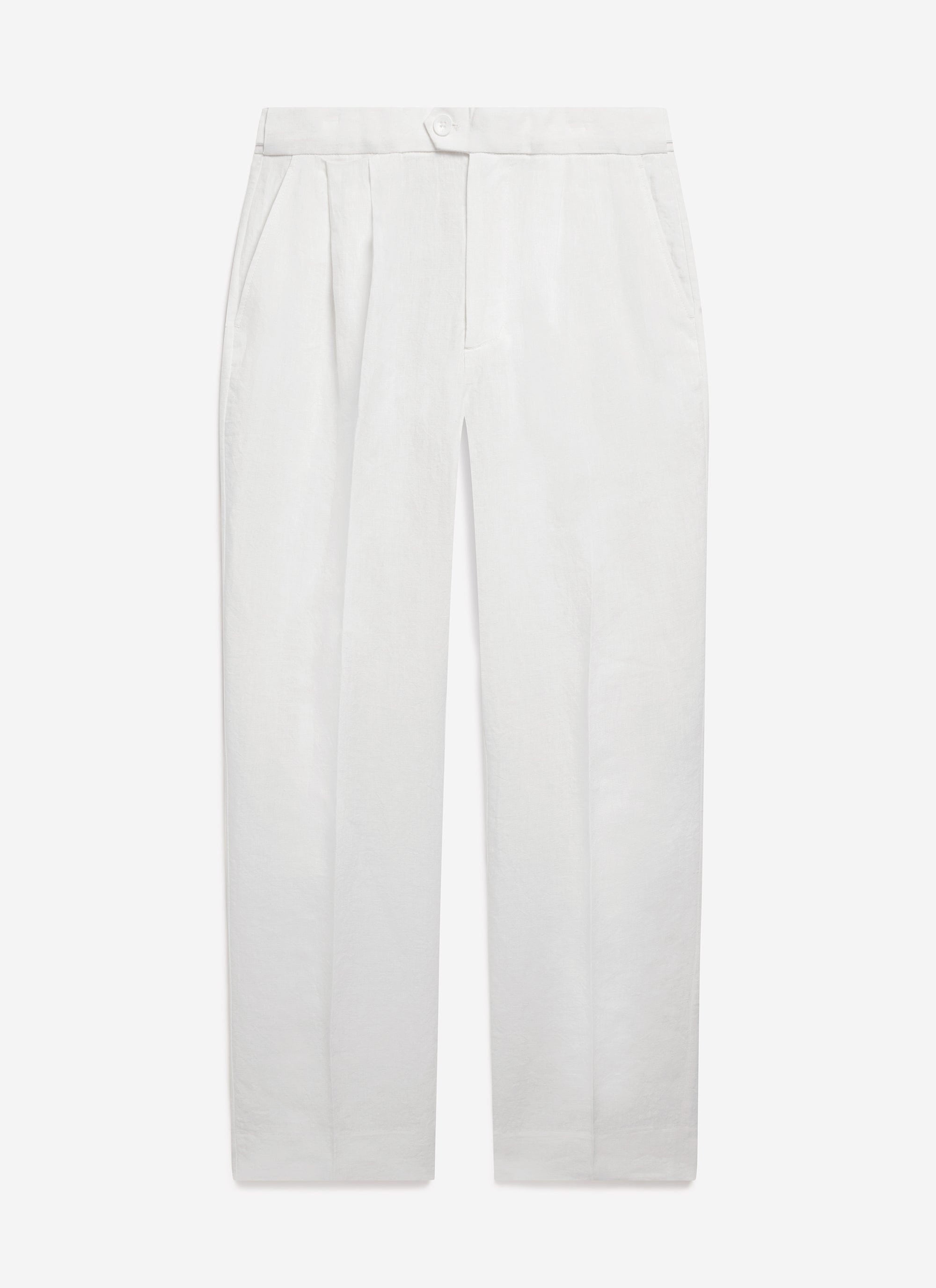 Pleated Tailored Trousers | Linen | White
