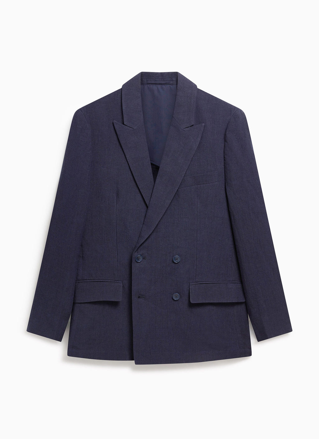 Tailored Double Breasted Blazer | Linen | Navy