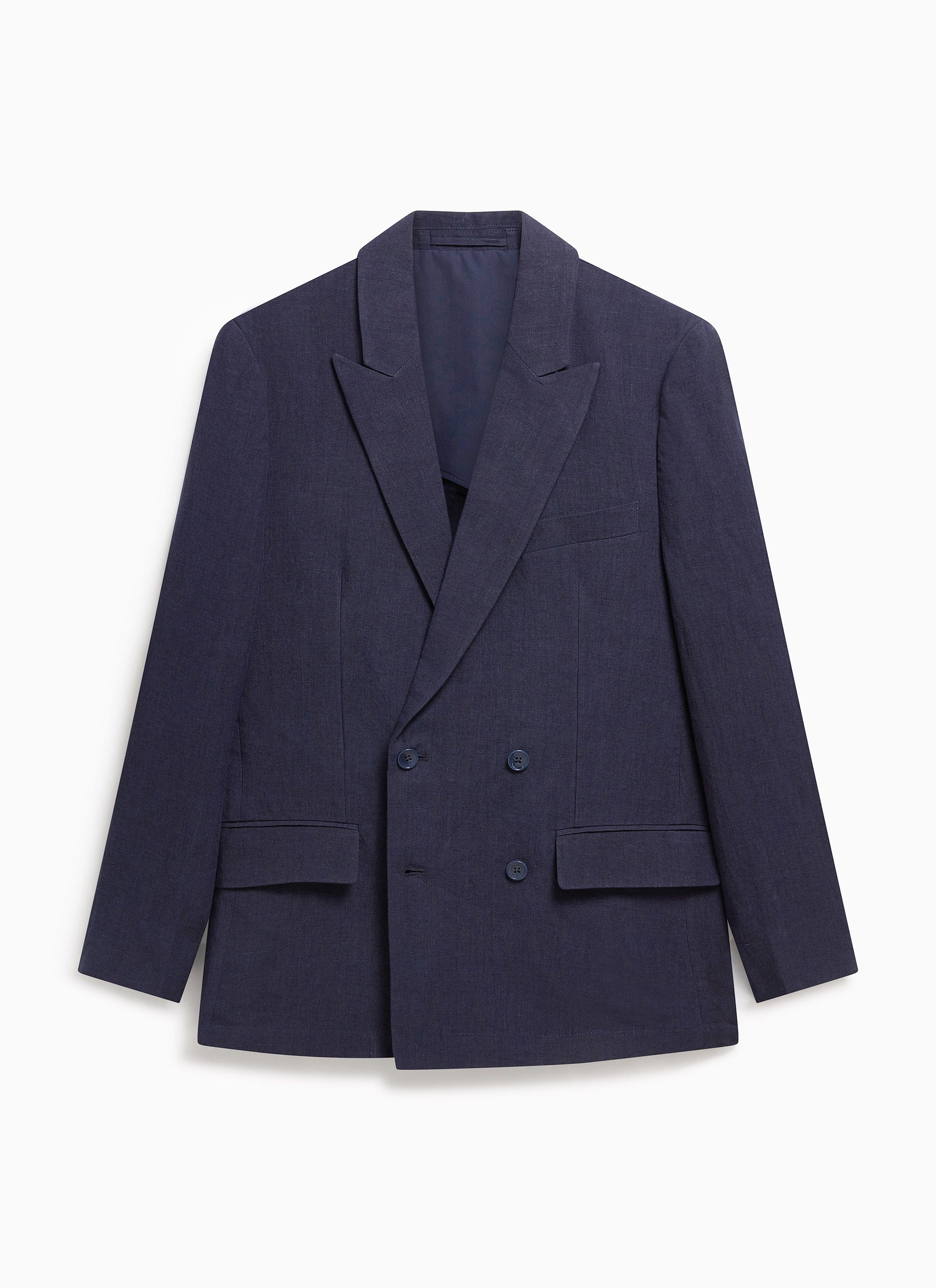 Tailored Double Breasted Blazer | Linen | Navy