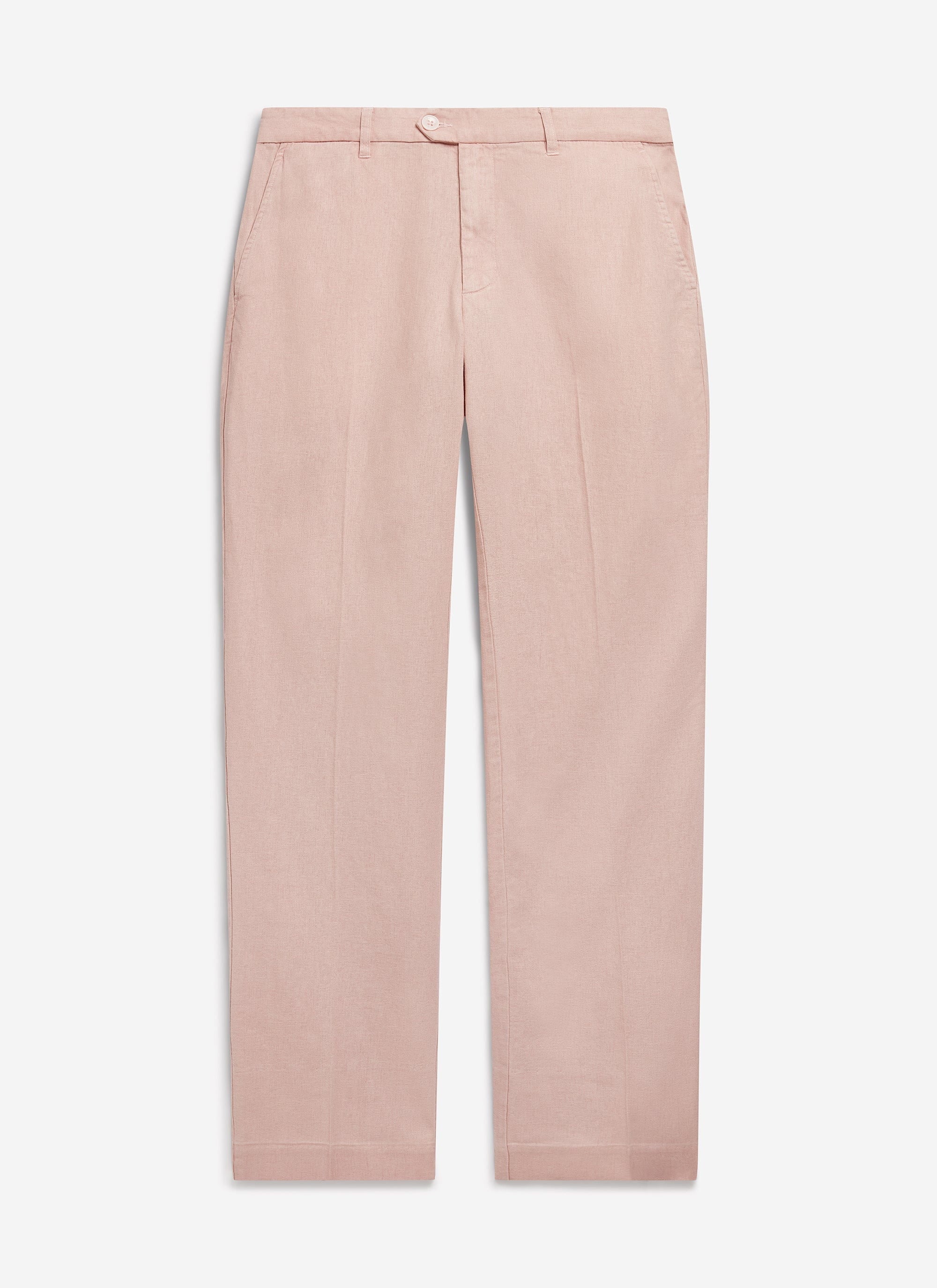 Tailored Linen Trousers | Dusty Pink