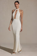 Backless Halterneck Fishtail Gown in Ivory